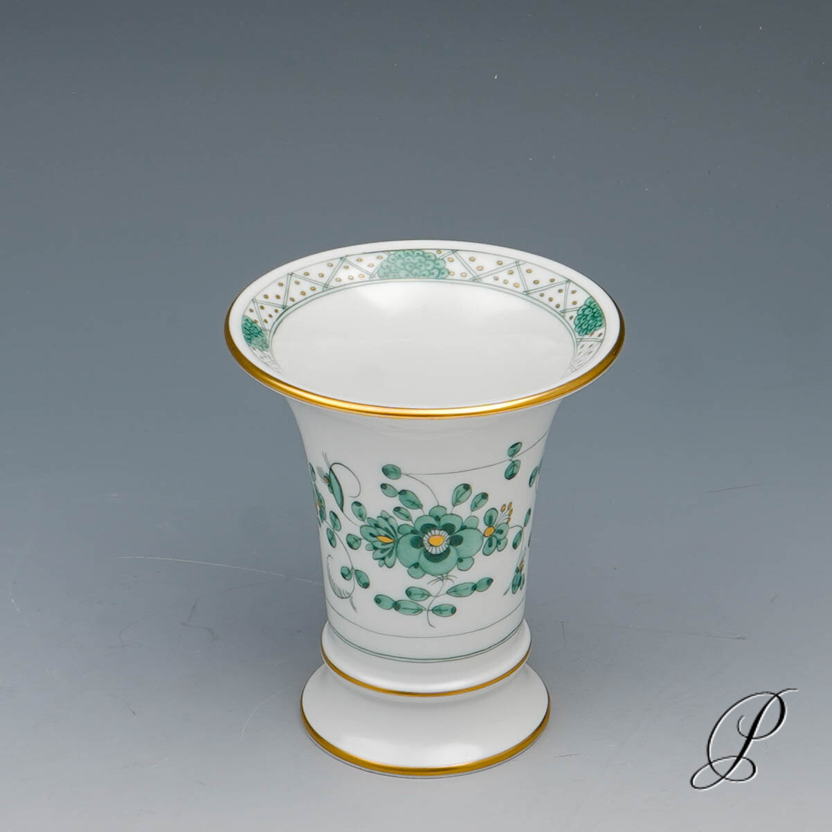 Vase Meissen 1.Wahl reiche Indische Malerei grün NP# 385,- EUR – Bild 2