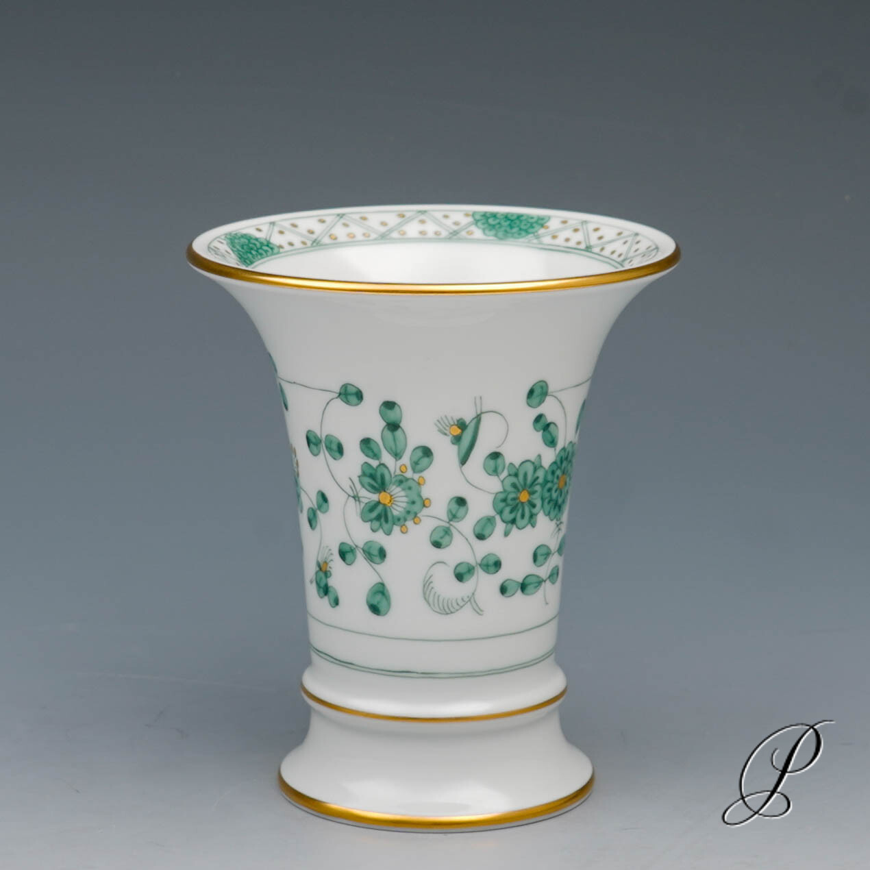 Vase Meissen 1.Wahl reiche Indische Malerei grün NP# 385,- EUR – Bild 4