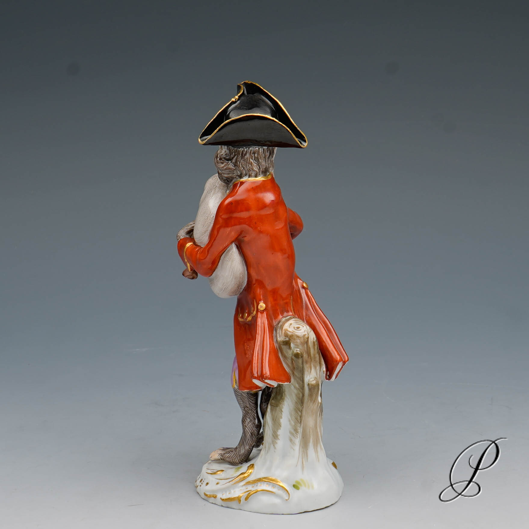 Figur Meissen um 1860 Jhd. Affenkapelle Dudelsackspieler – Bild 5