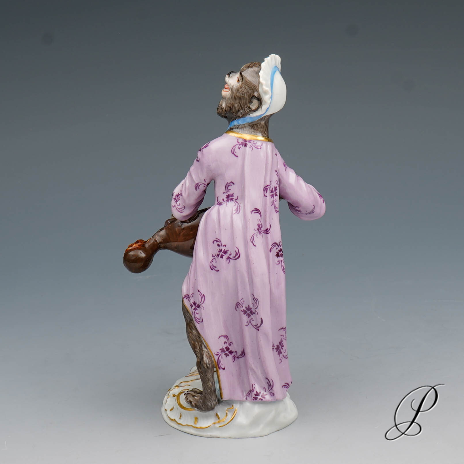 Figur Meissen um 1860 Jhd. Affenkapelle Dreleierspielerin – Bild 4