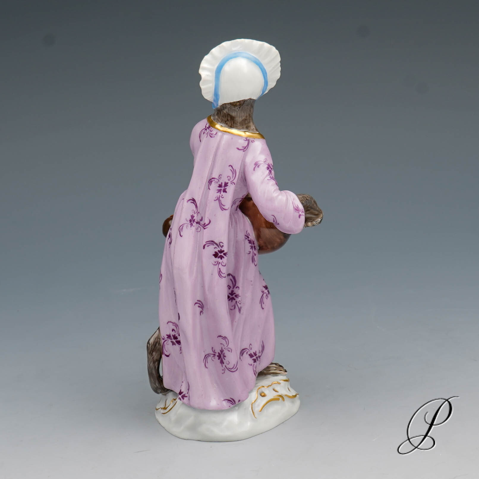 Figur Meissen um 1860 Jhd. Affenkapelle Dreleierspielerin – Bild 5