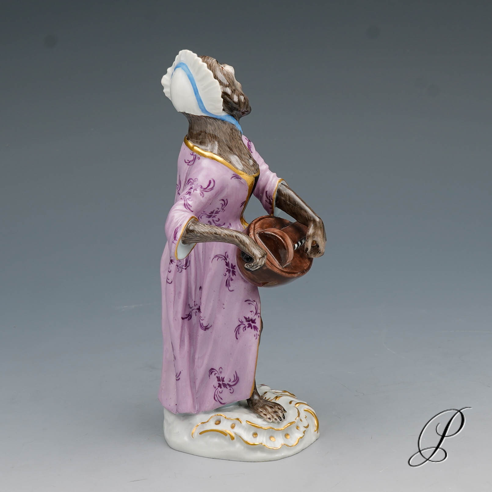 Figur Meissen um 1860 Jhd. Affenkapelle Dreleierspielerin – Bild 6