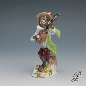 Figur Meissen um 1900 Jhd.  Affenkapelle Gitarrist