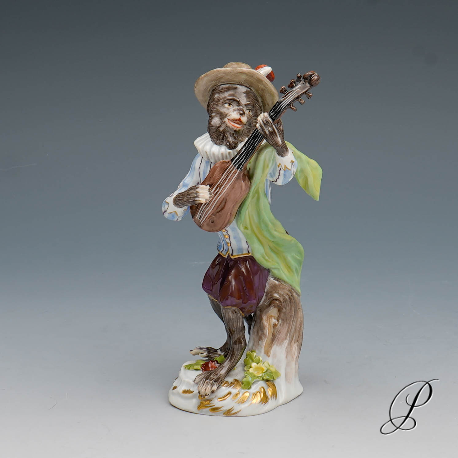 Figur Meissen um 1860 Jhd. Affenkapelle Gitarrist