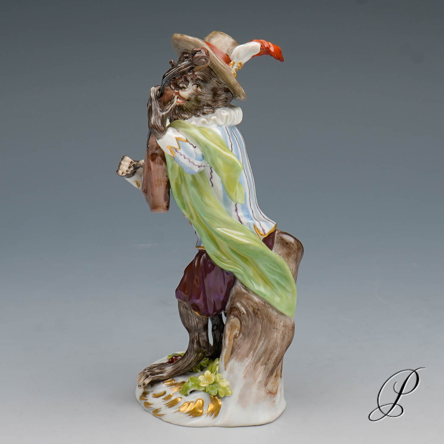 Figur Meissen um 1860 Jhd. Affenkapelle Gitarrist – Bild 2