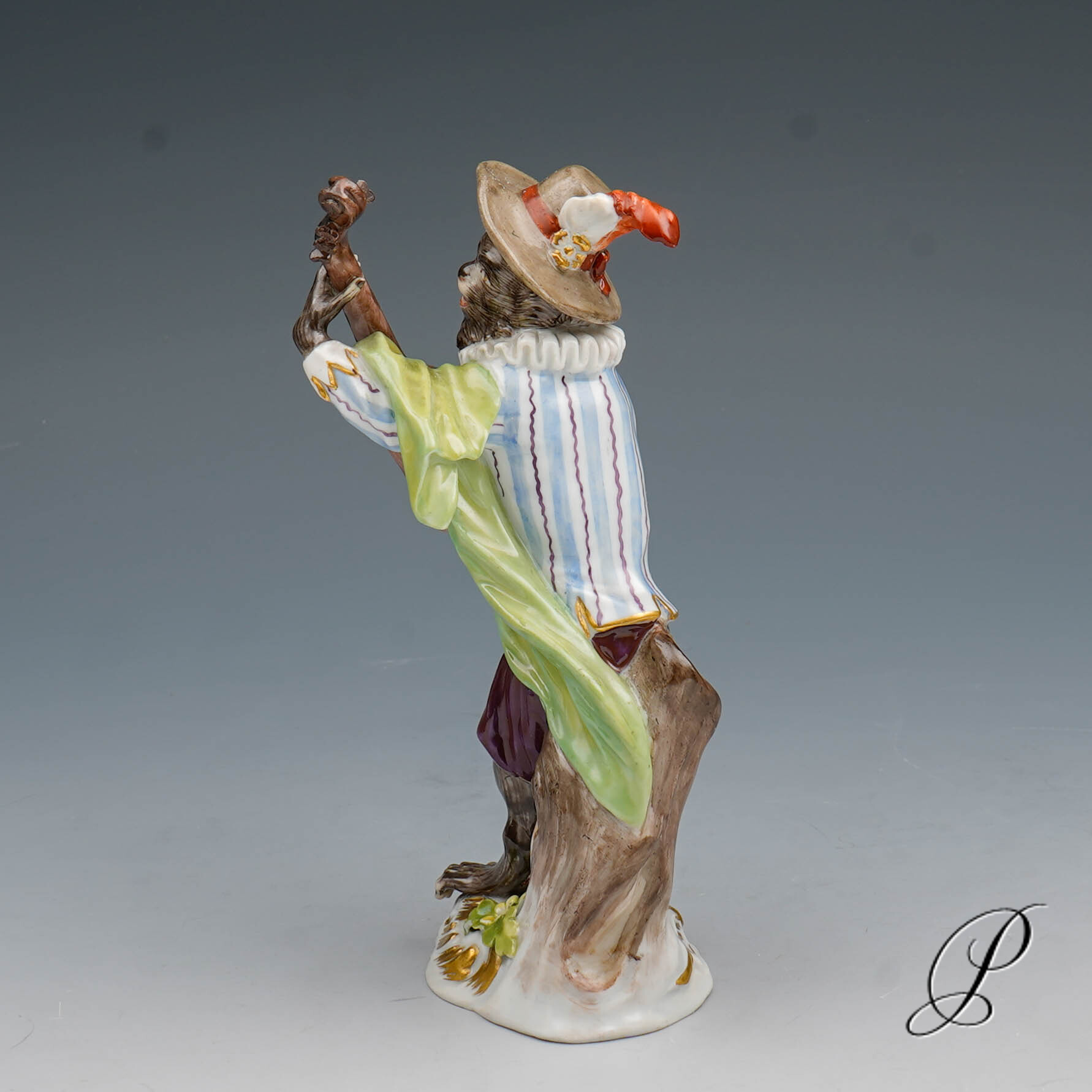 Figur Meissen um 1860 Jhd. Affenkapelle Gitarrist – Bild 3