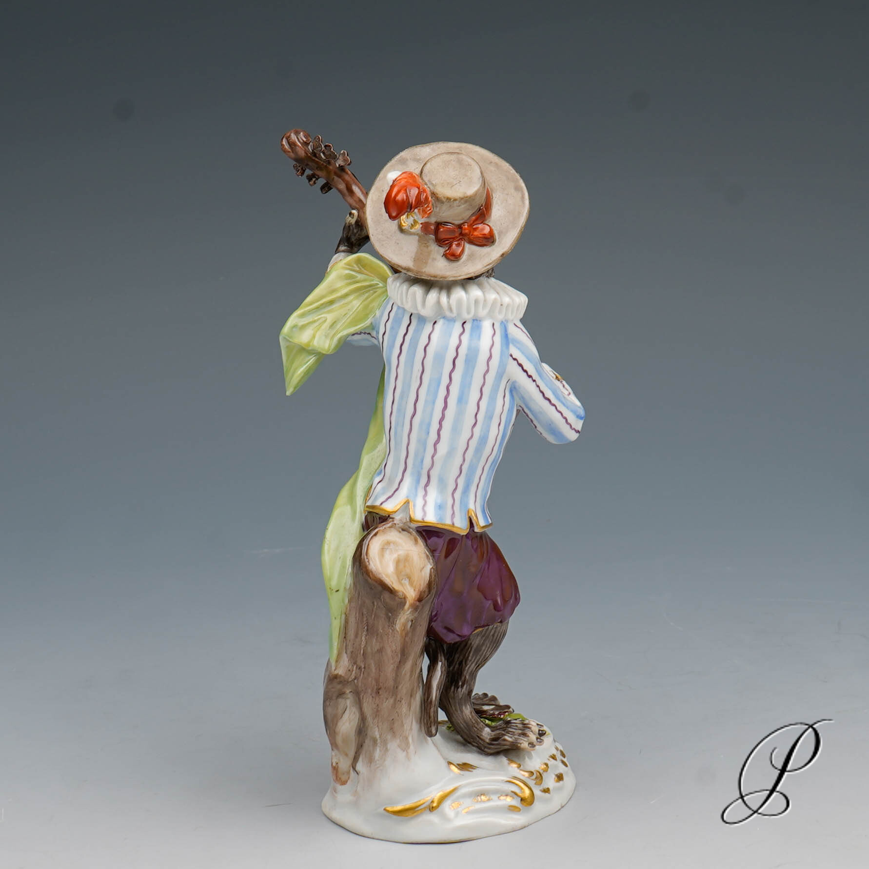 Figur Meissen um 1860 Jhd. Affenkapelle Gitarrist – Bild 4