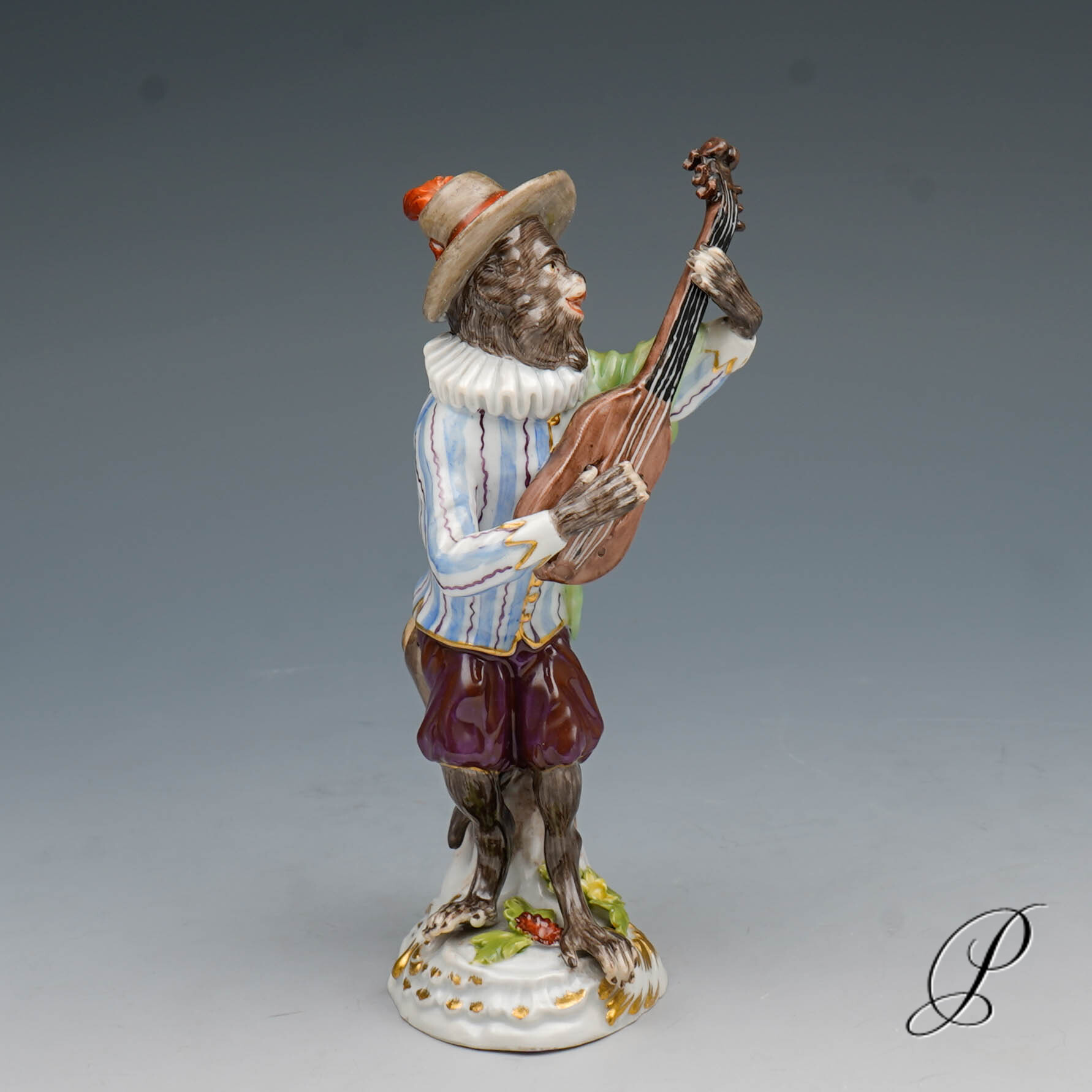 Figur Meissen um 1860 Jhd. Affenkapelle Gitarrist – Bild 6