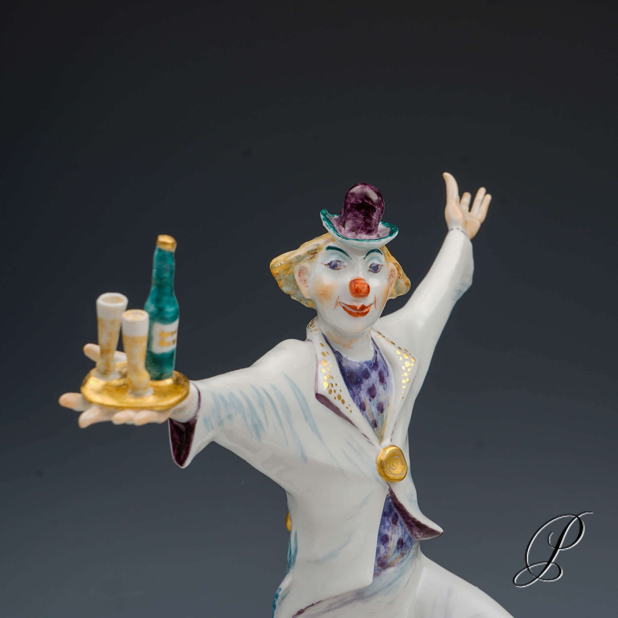 Zirkusfigur Meissen "Clown auf Einrad" von P.Strang – Bild 3