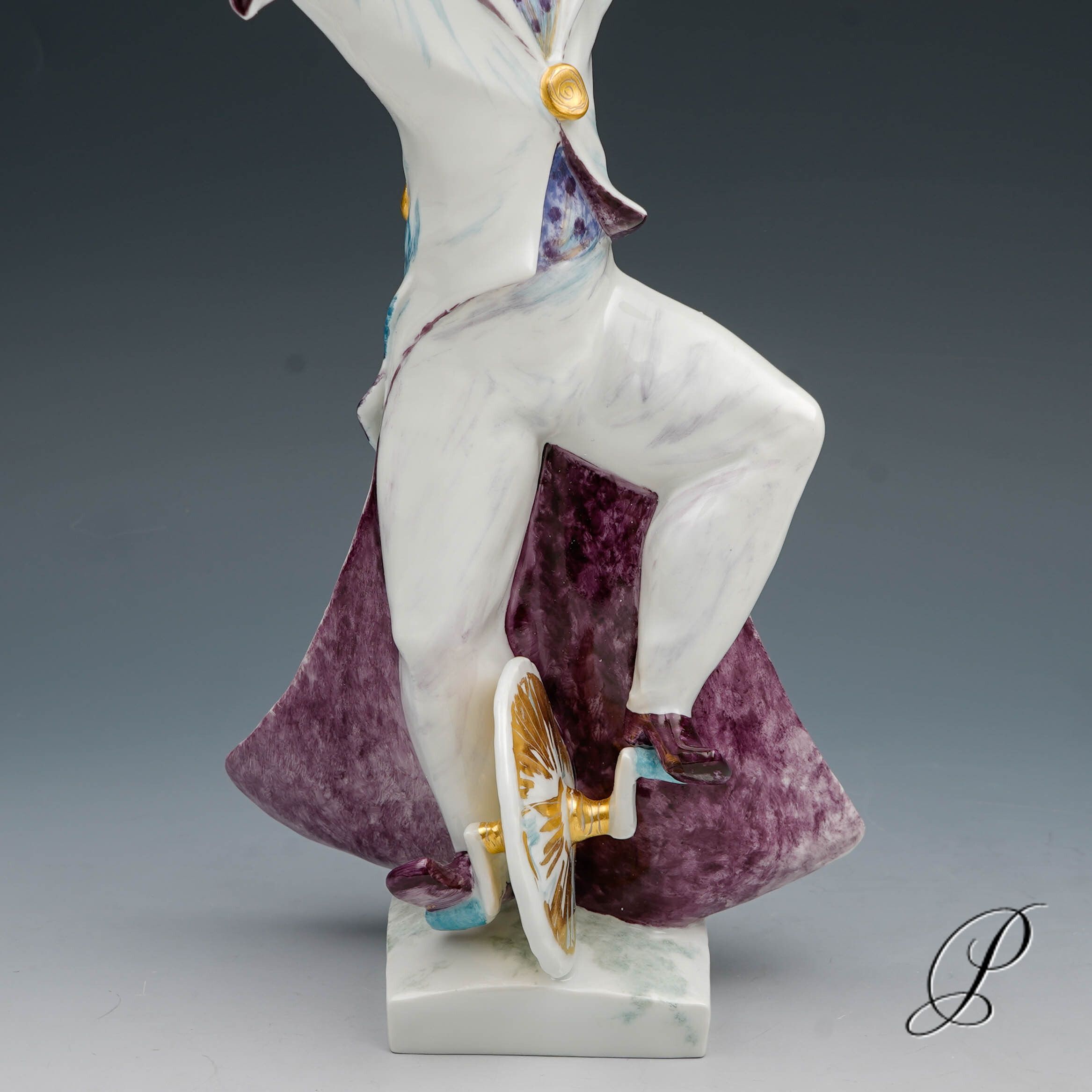 Zirkusfigur Meissen "Clown auf Einrad" von P.Strang – Bild 4