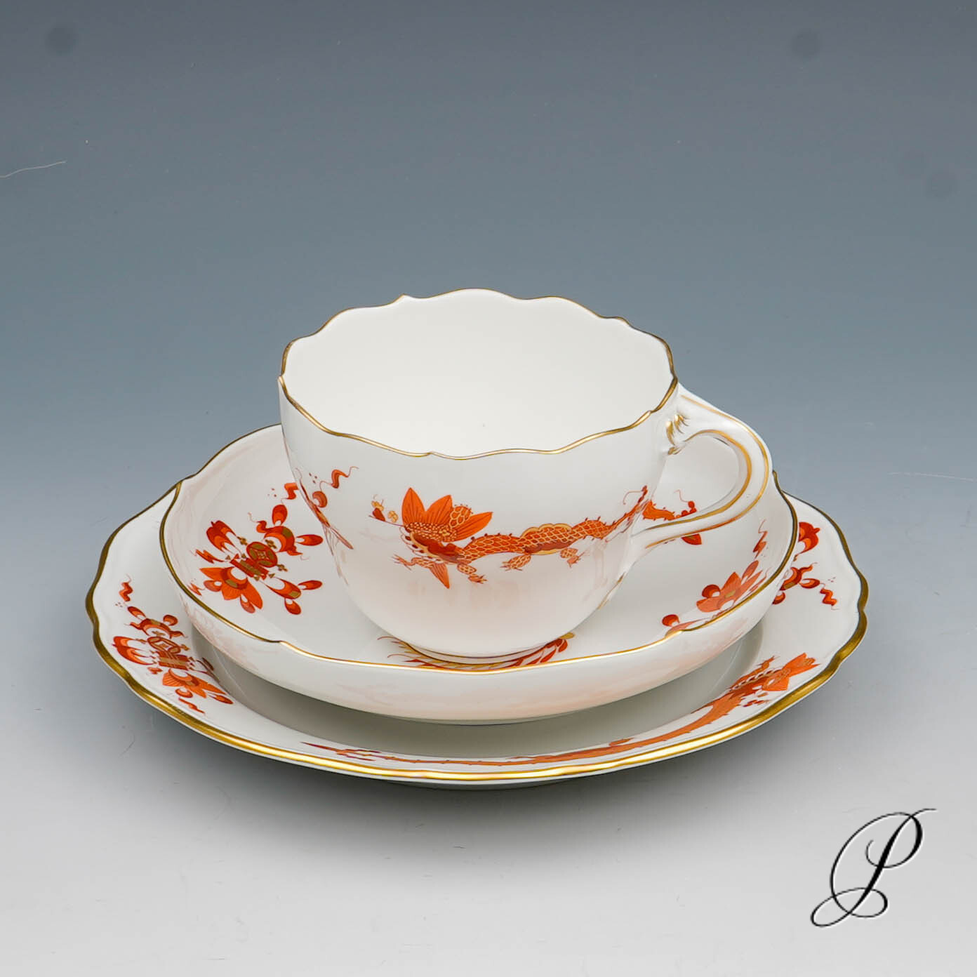Kaffeegedeck Meissen 1.Wahl reicher Drache rot – Bild 2