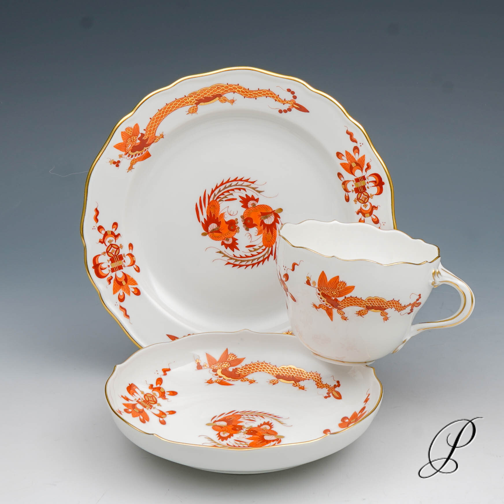 Kaffeegedeck Meissen 1.Wahl reicher Drache rot – Bild 5