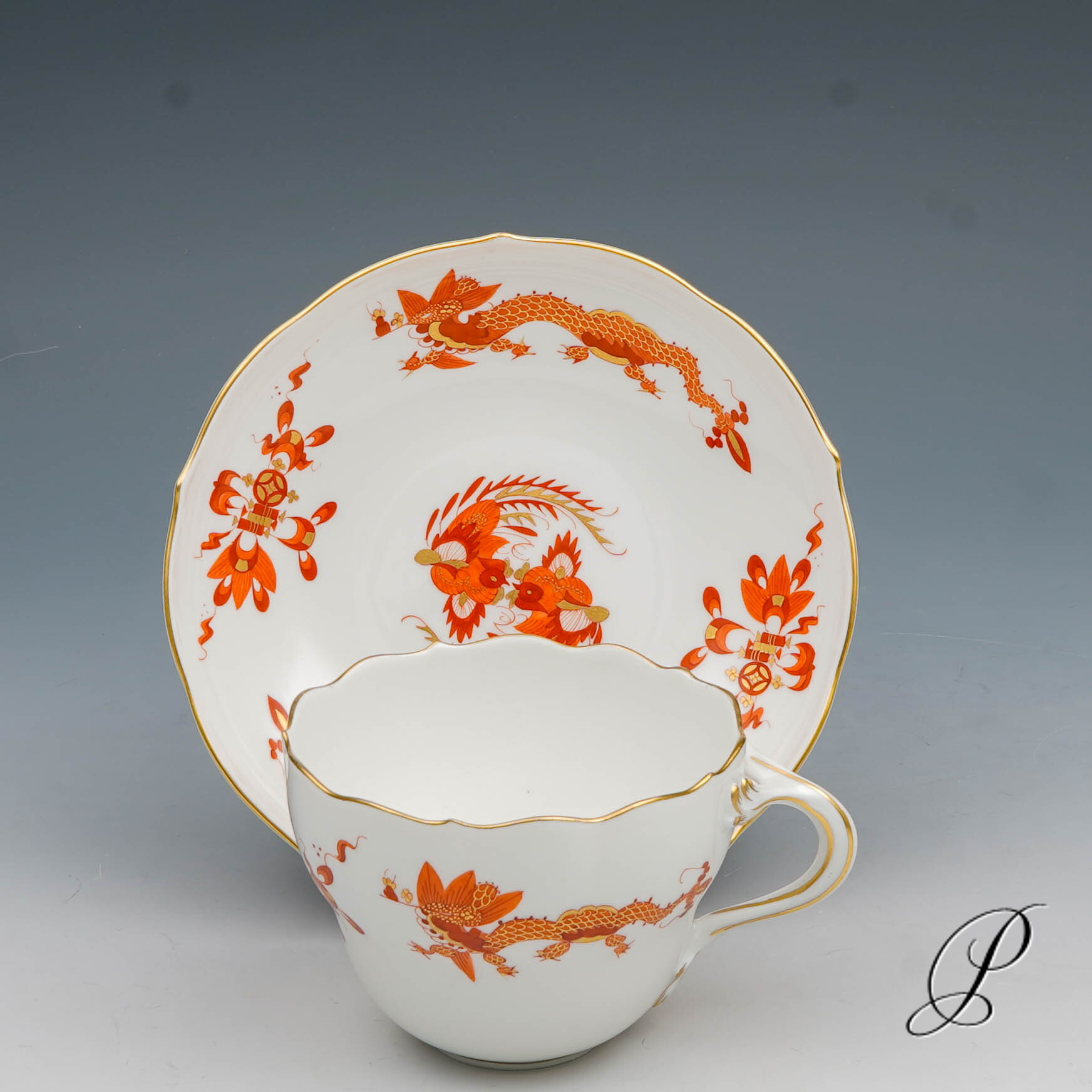 Kaffeegedeck Meissen 1.Wahl reicher Drache rot – Bild 7