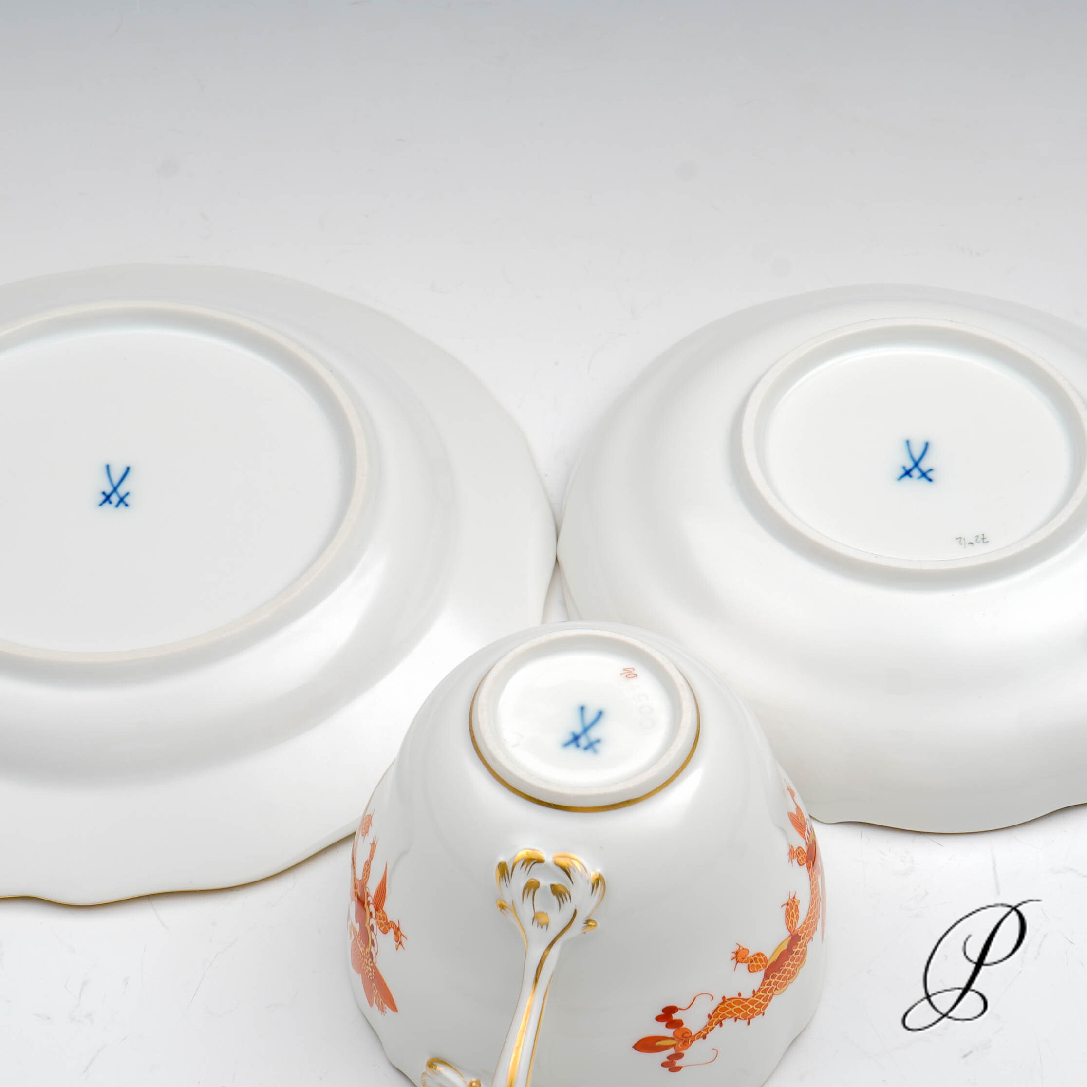 Kaffeegedeck Meissen 1.Wahl reicher Drache rot – Bild 13