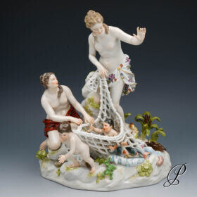 große Figurengruppe Meissen Knaufzeit 1.Wahl - Tritonenfang