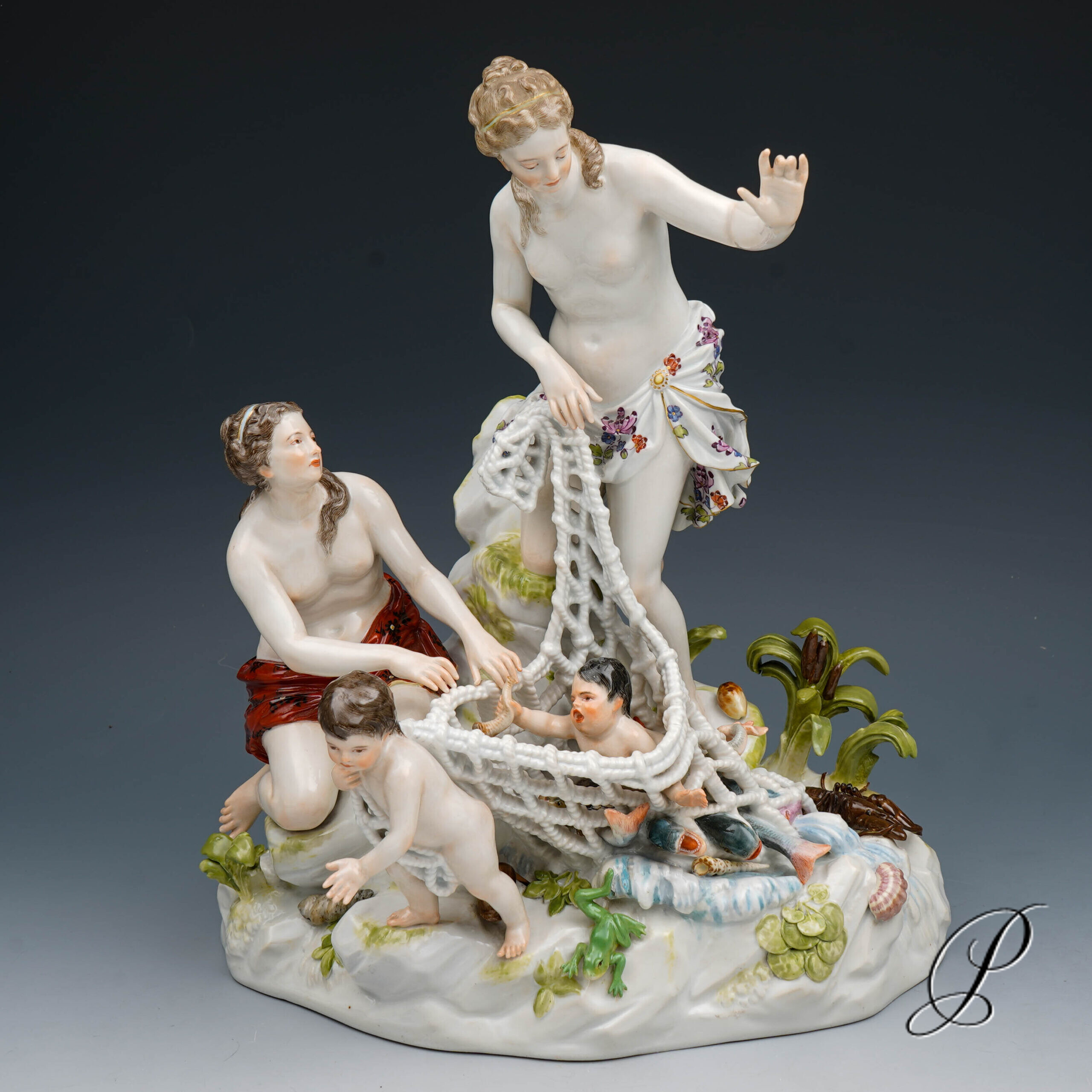 große Figurengruppe Meissen Knaufzeit 1.Wahl - Tritonenfang