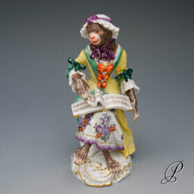 Figur Meissen 1.Wahl Sängerin aus der Affenkapelle