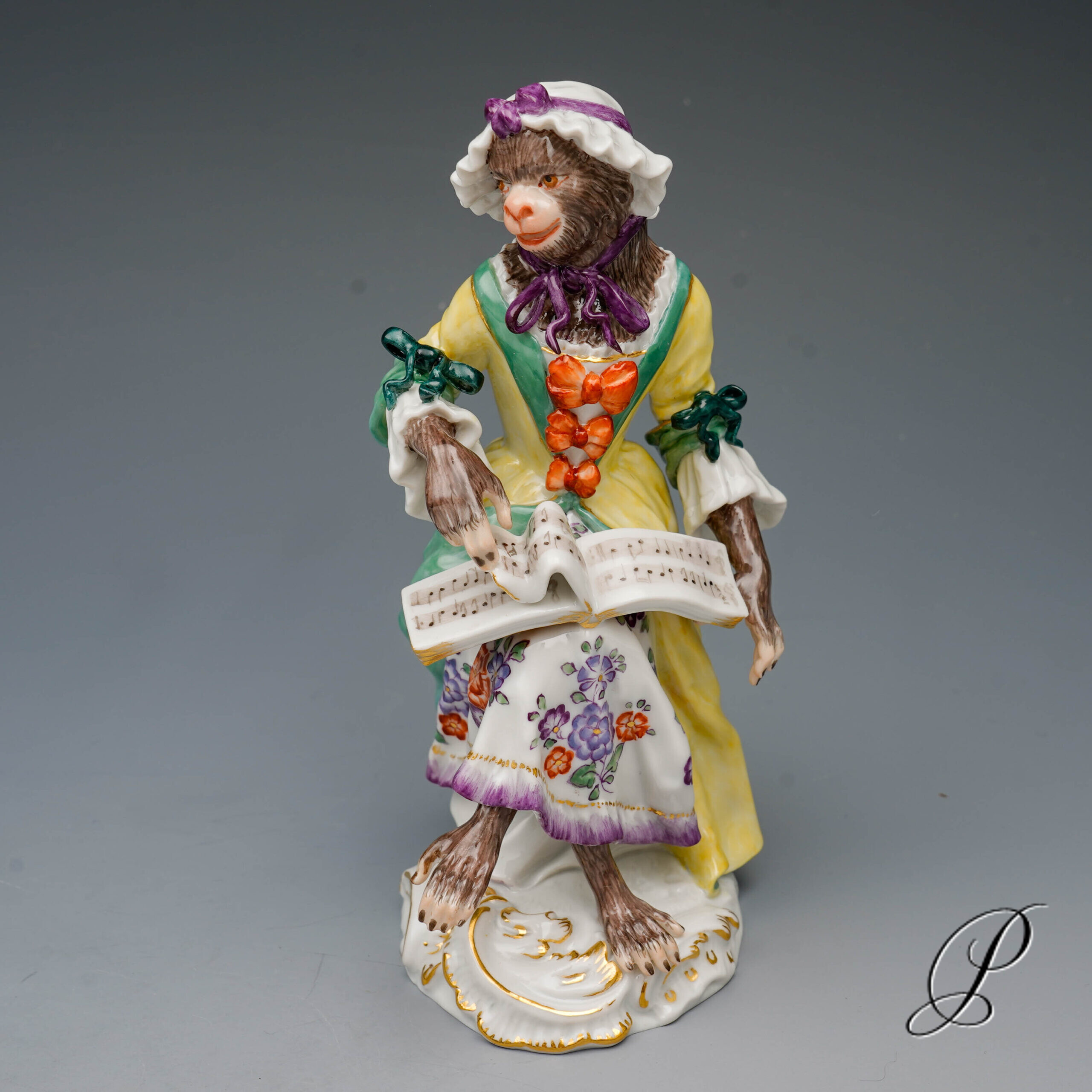 Figur Meissen 1.Wahl Sängerin aus der Affenkapelle