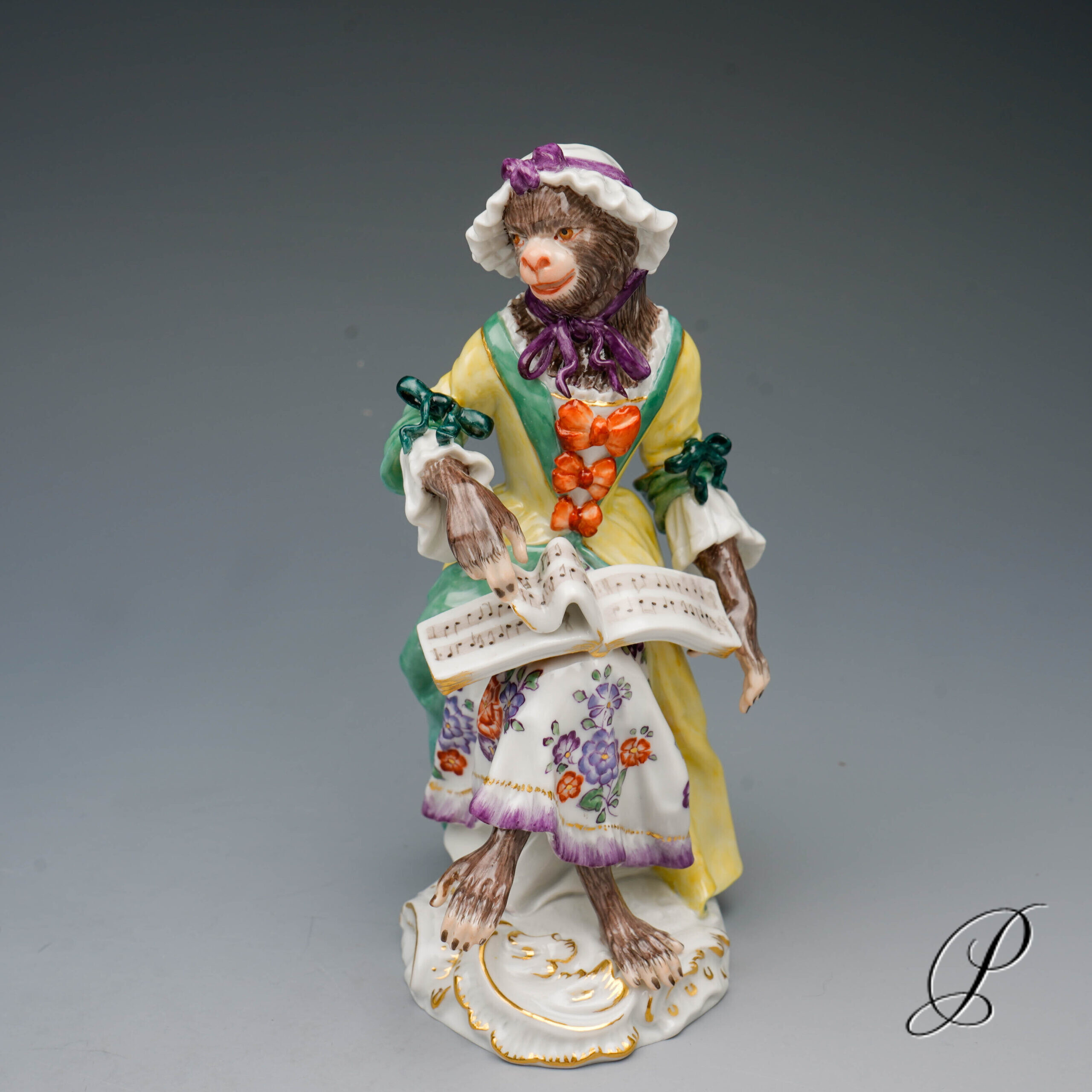 Figur Meissen 1.Wahl Sängerin aus der Affenkapelle – Bild 8