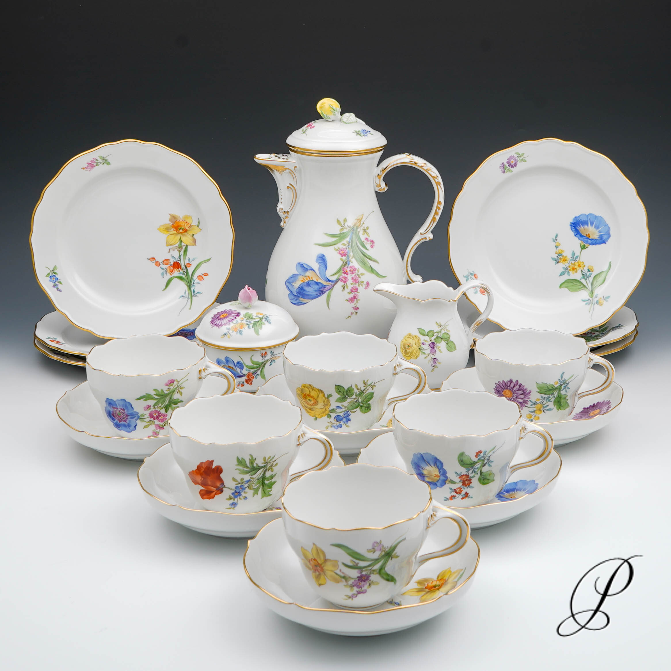 Kaffeeservice Meissen im Dekor Blume2