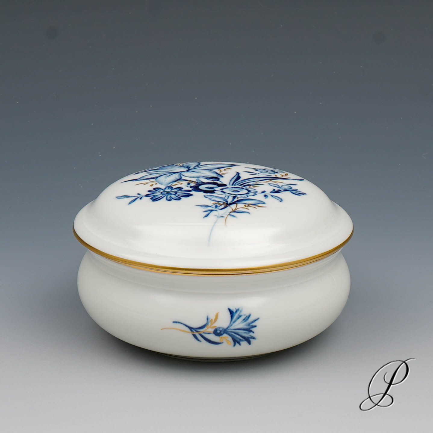 Dose / Schmuckdose Meissen im Dekor blaue Blume – Bild 3