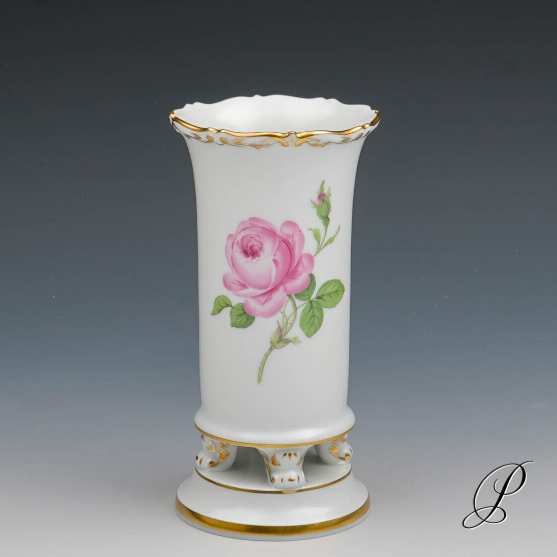 Vase Meissen 1.Wahl im Dekor Rote Rose