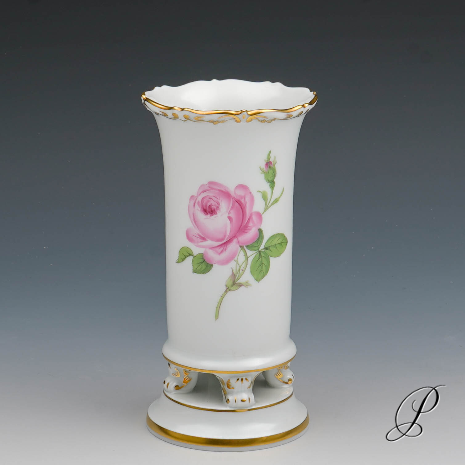 Vase Meissen 1.Wahl im Dekor Rote Rose