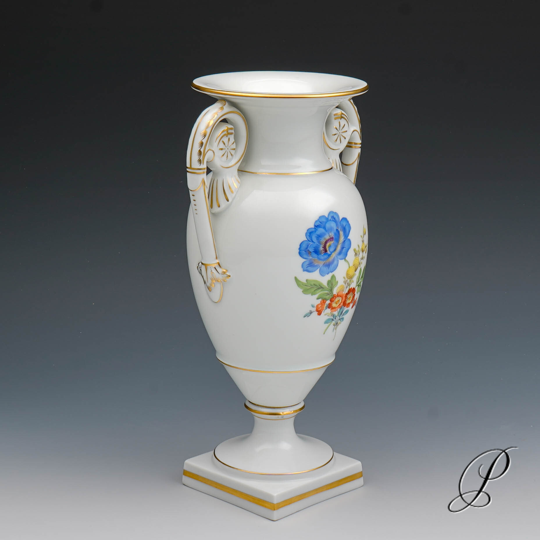 Meissner Amphorenvase im Dekor Blume3 – Bild 6