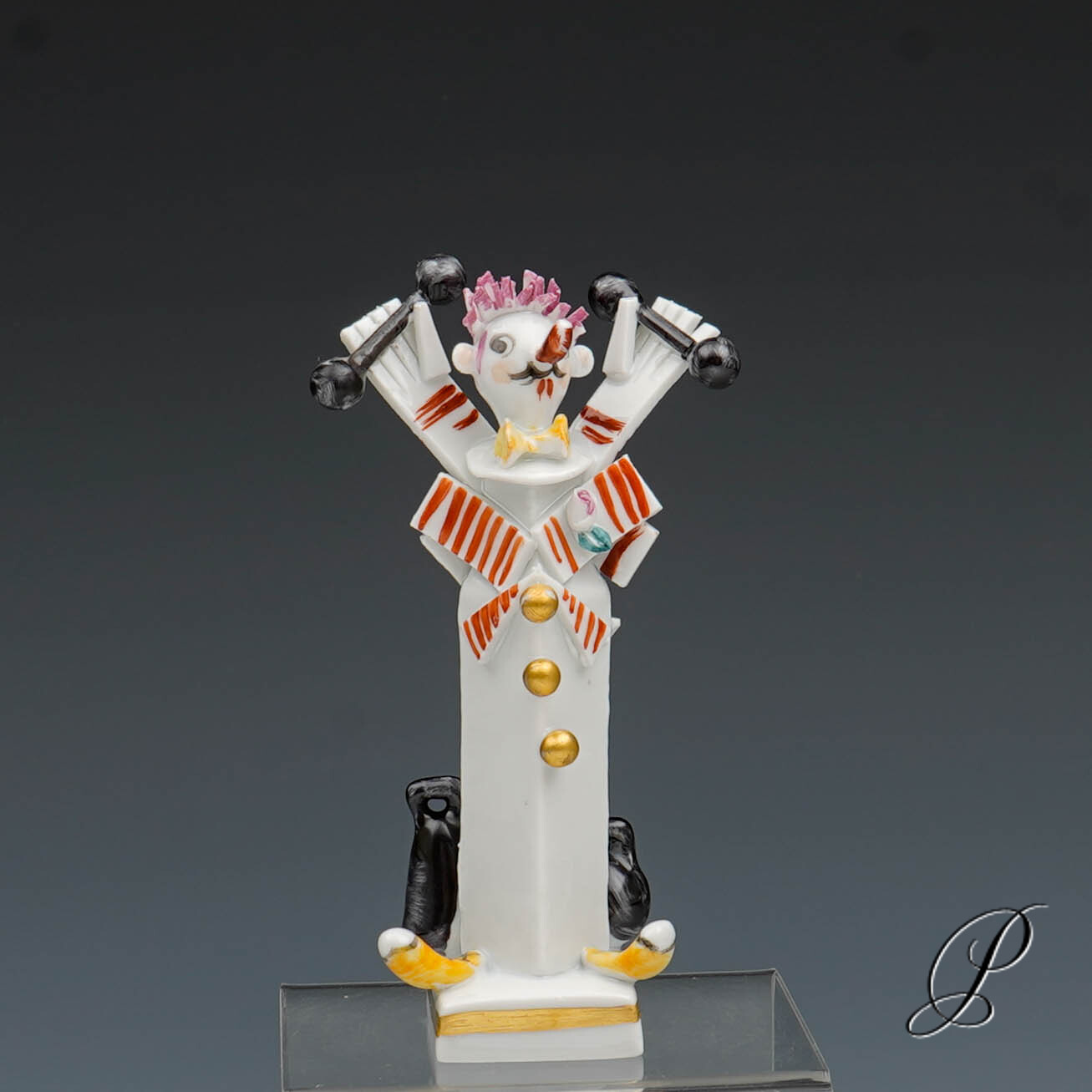 Meissen Figur 1.Wahl Clown mit Gewichten von Peter Strang