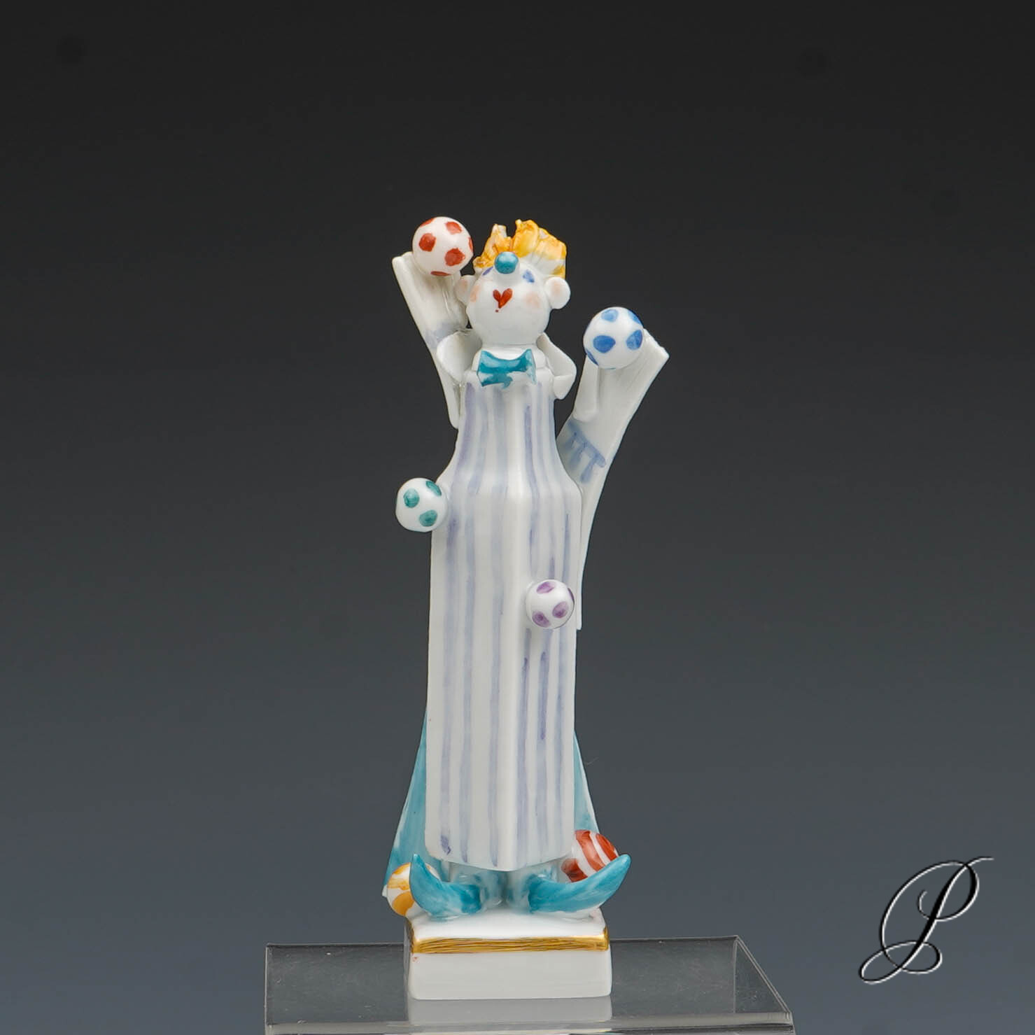 Meissen Figur 1.Wahl Clown - Jongleur mit Bällen von Peter Strang