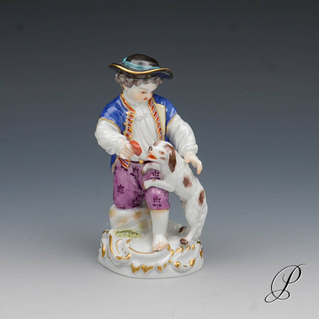 seltenes Gärtnerkind Meissen 1.Wahl - Junge mit Hund - von Johann Joachim Kaendler