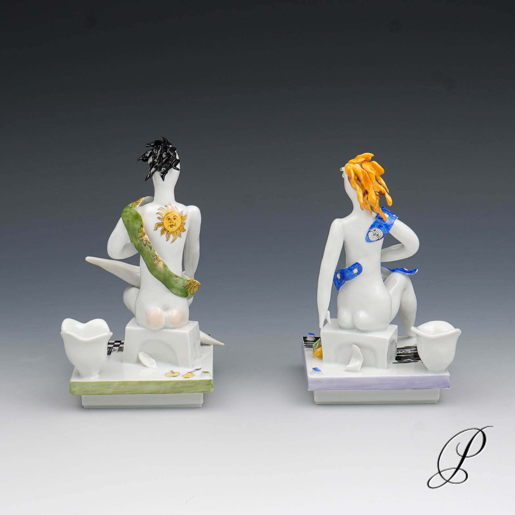 sehr seltene Leuchter - Figuren von Silvia Klöde "Adam und Eva" – Bild 4