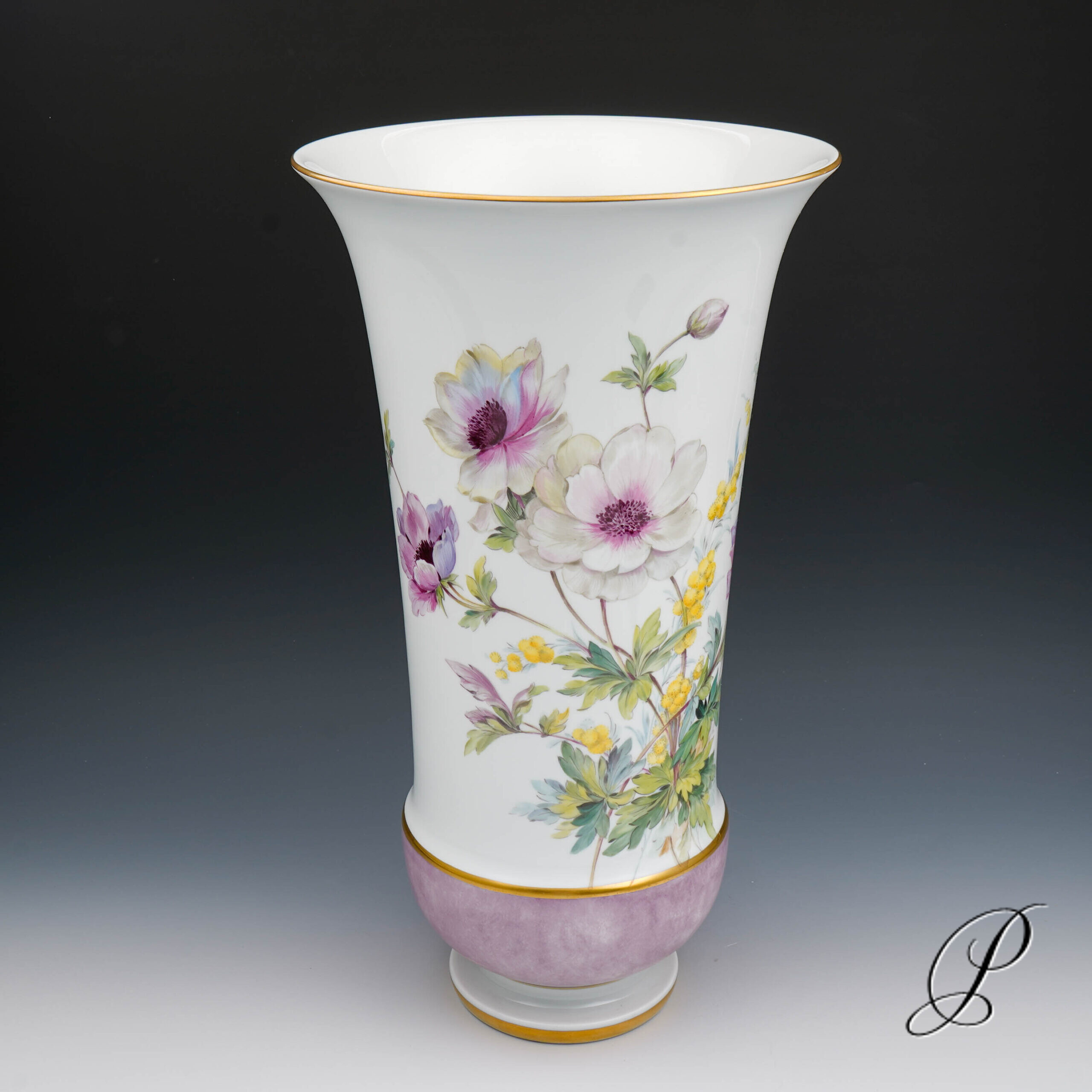 wunderschöne große Vase Meissen 1.Wahl - Anemonen -