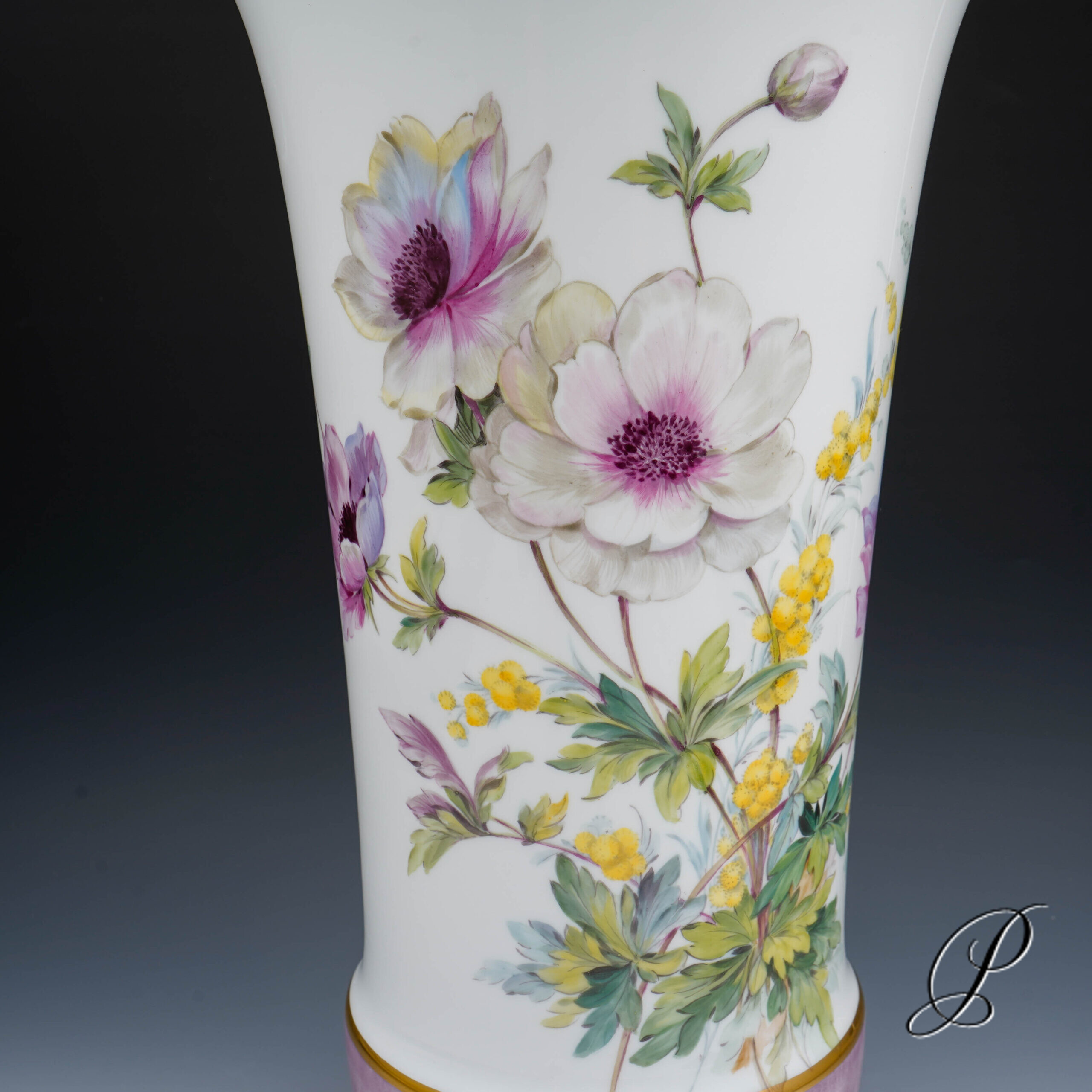 wunderschöne große Vase Meissen 1.Wahl - Anemonen - – Bild 8