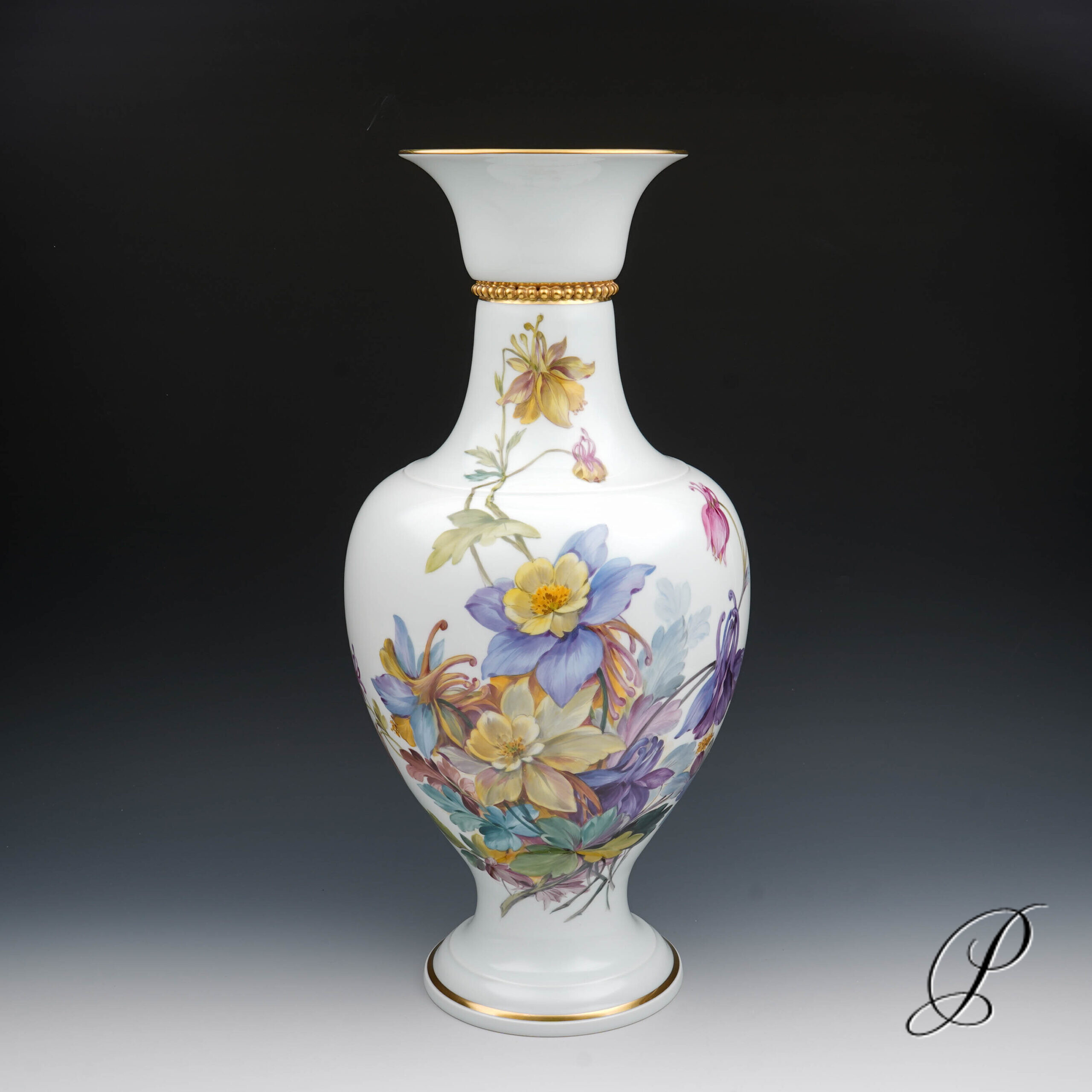 Meissen große Vase mit naturalistischer Blumenmalerei – Bild 2