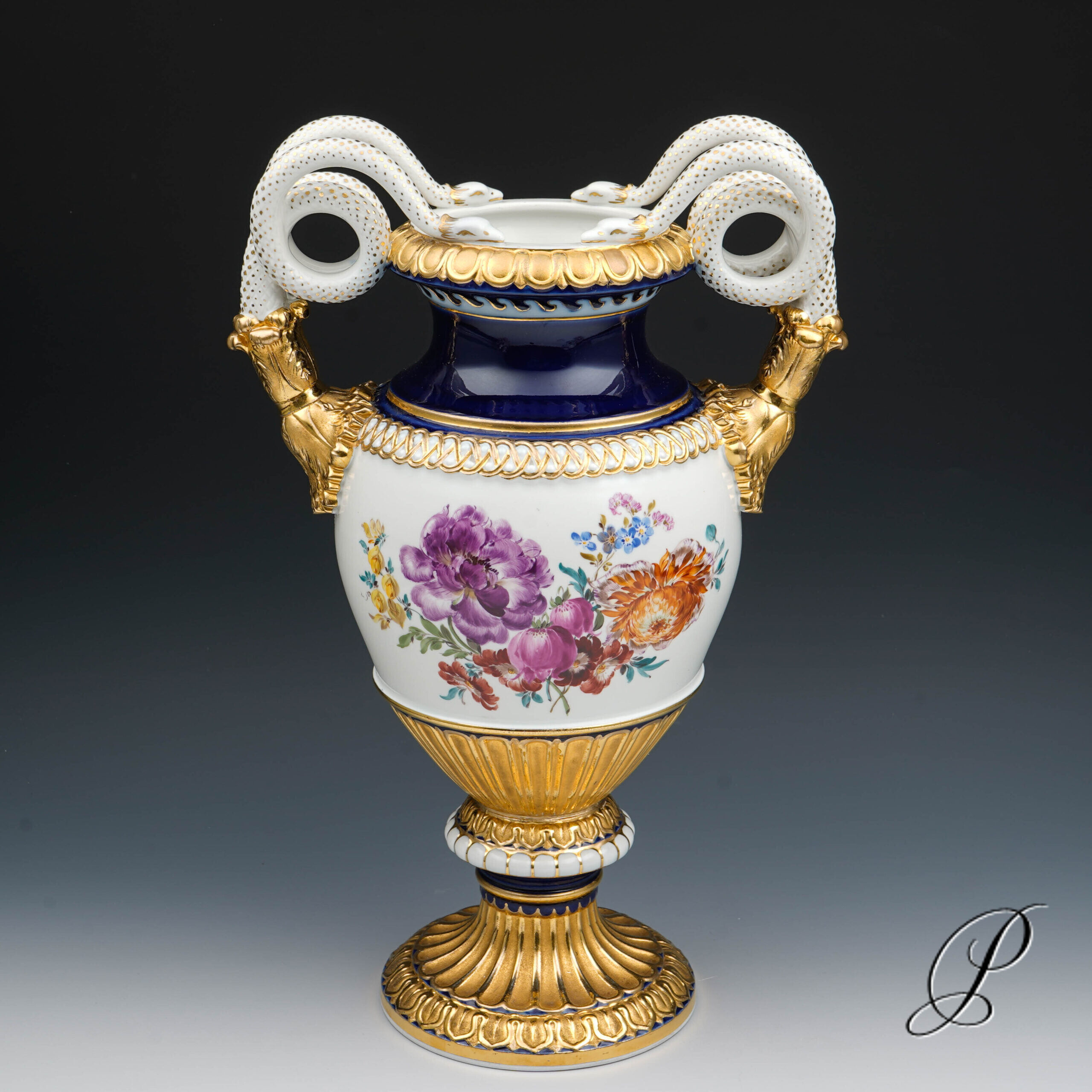 große Schlangenhenkelvase Meissen Knaufzeit um 1900 Jhd. Antiquität – Bild 2