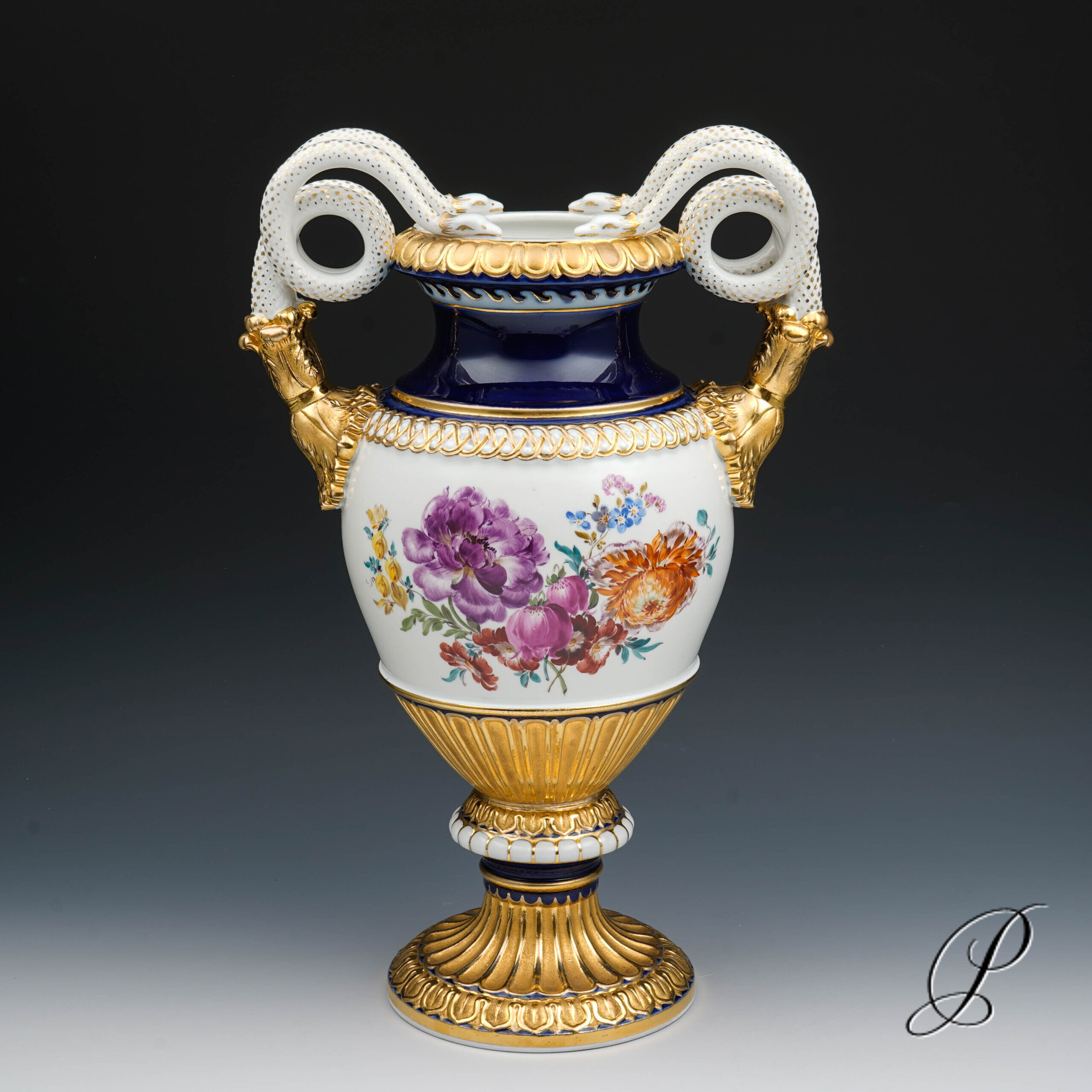 große Schlangenhenkelvase Meissen Knaufzeit um 1900 Jhd. Antiquität