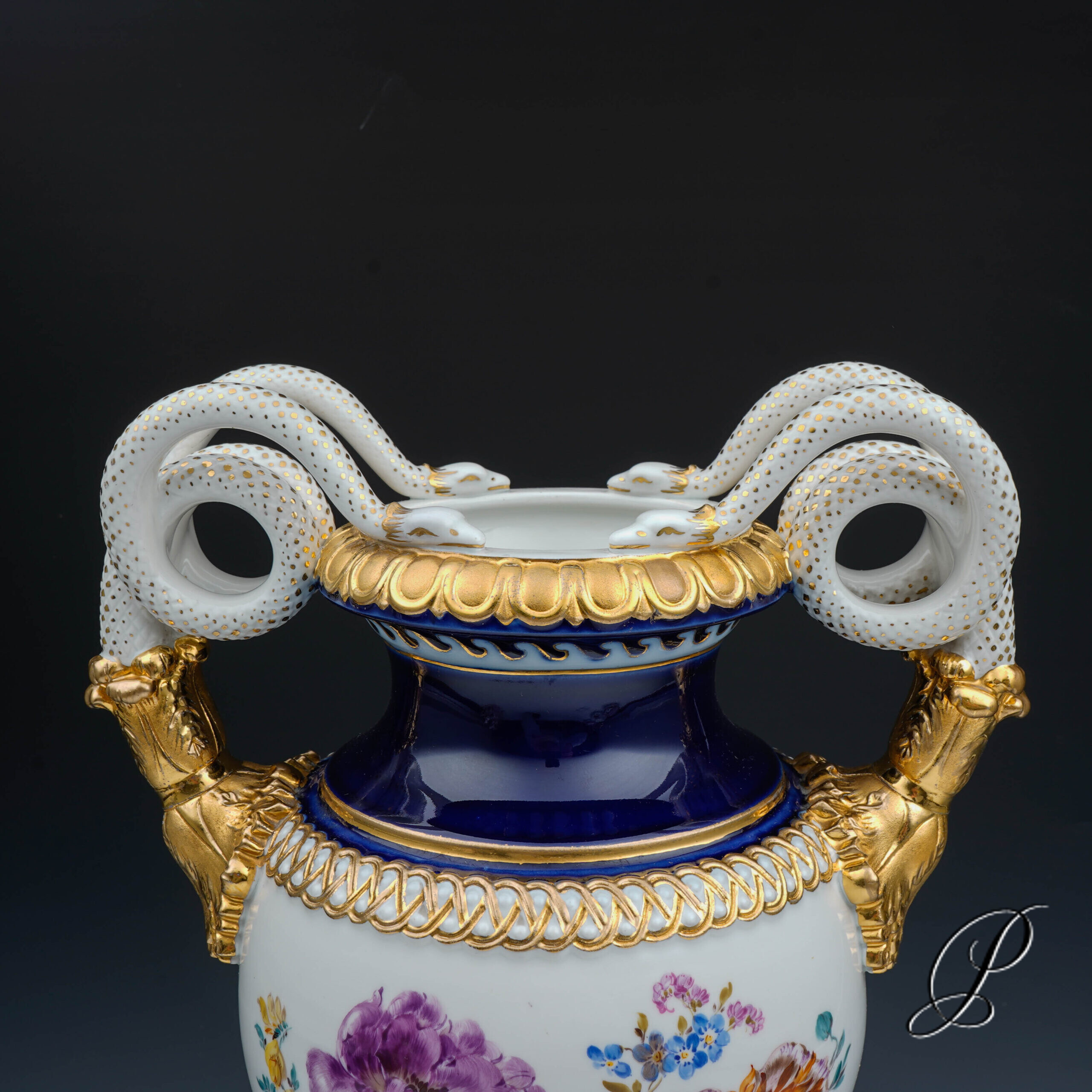 große Schlangenhenkelvase Meissen Knaufzeit um 1900 Jhd. Antiquität – Bild 6