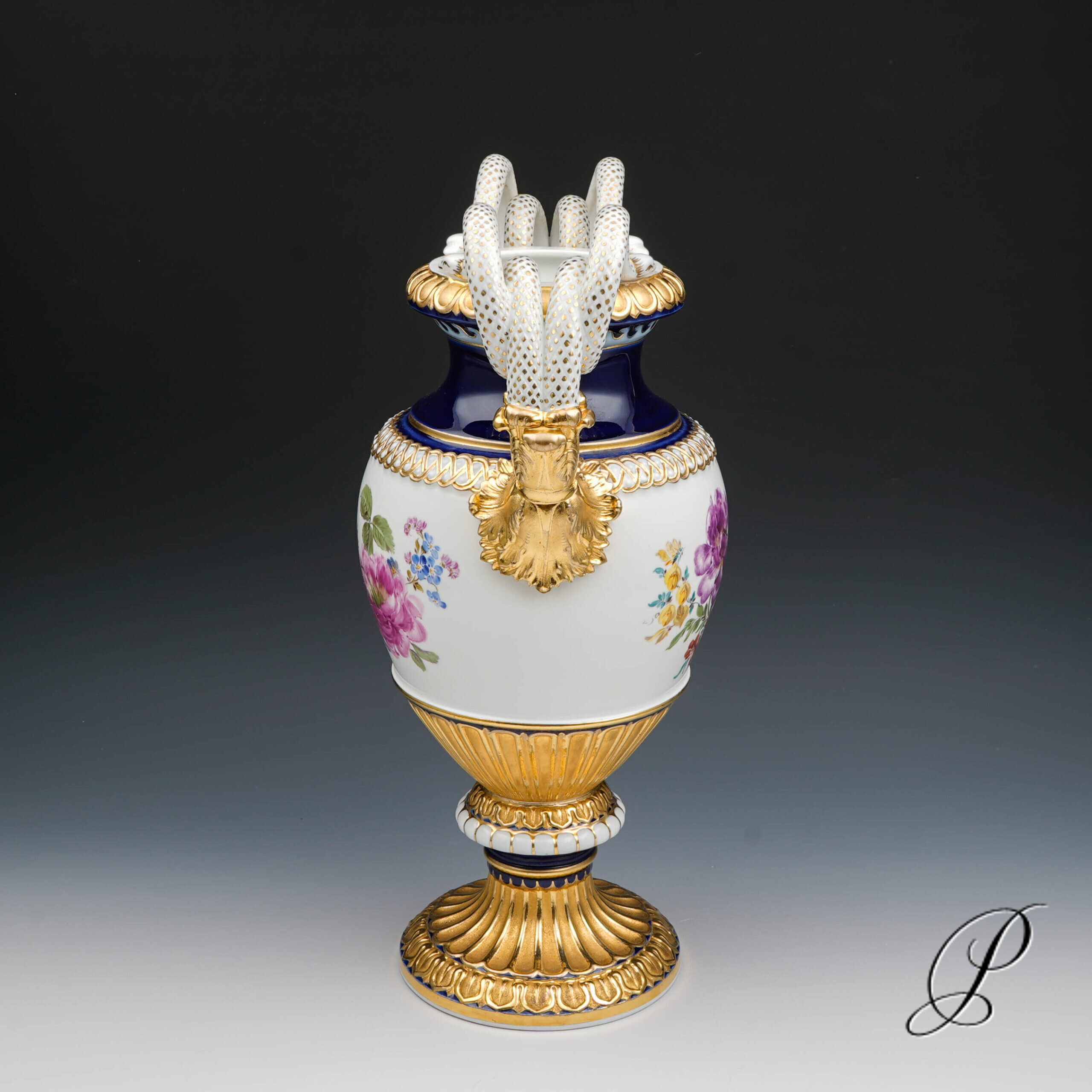 große Schlangenhenkelvase Meissen Knaufzeit um 1900 Jhd. Antiquität – Bild 7