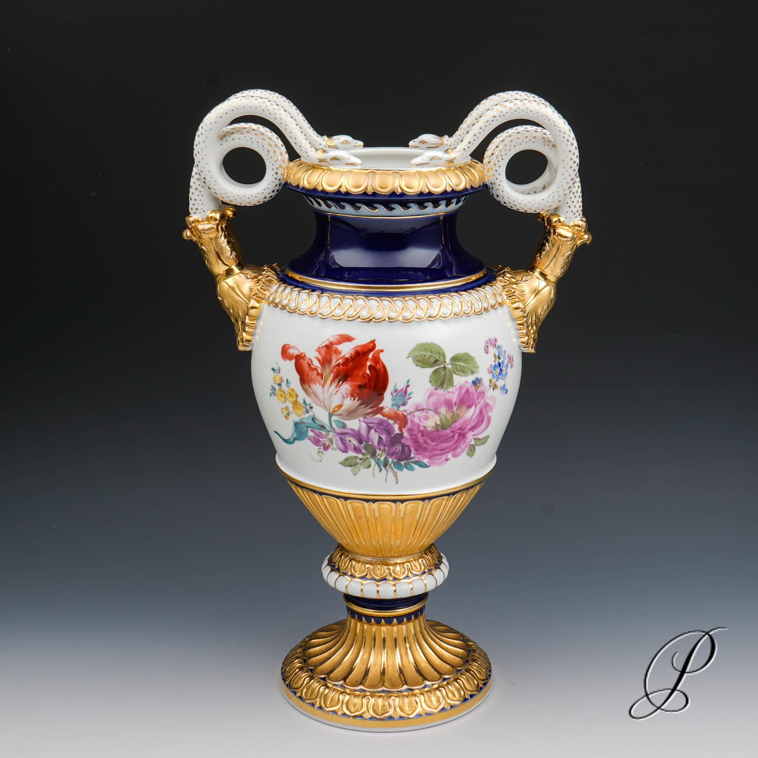 große Schlangenhenkelvase Meissen Knaufzeit um 1900 Jhd. Antiquität – Bild 9
