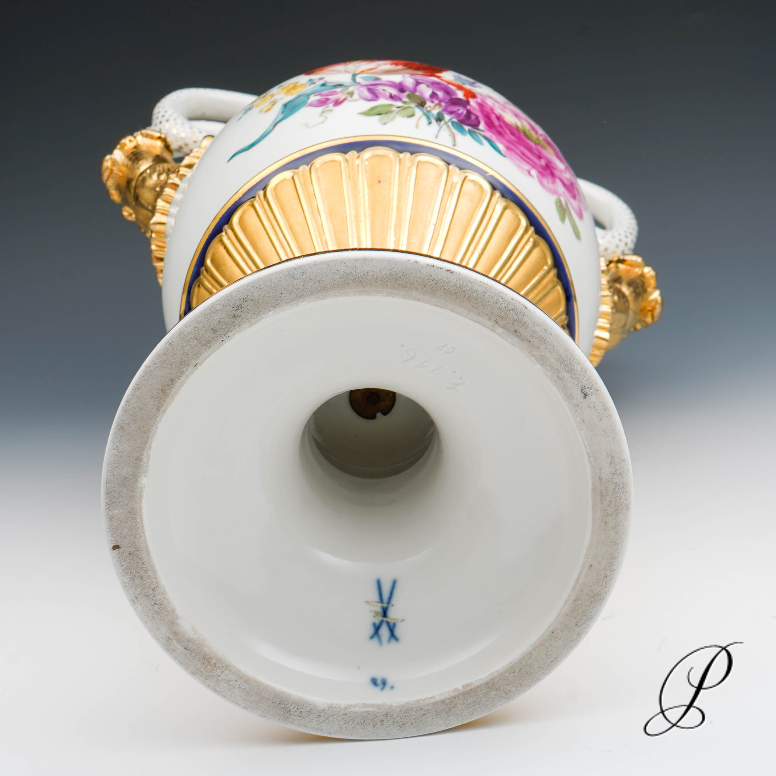 große Schlangenhenkelvase Meissen Knaufzeit um 1900 Jhd. Antiquität – Bild 11