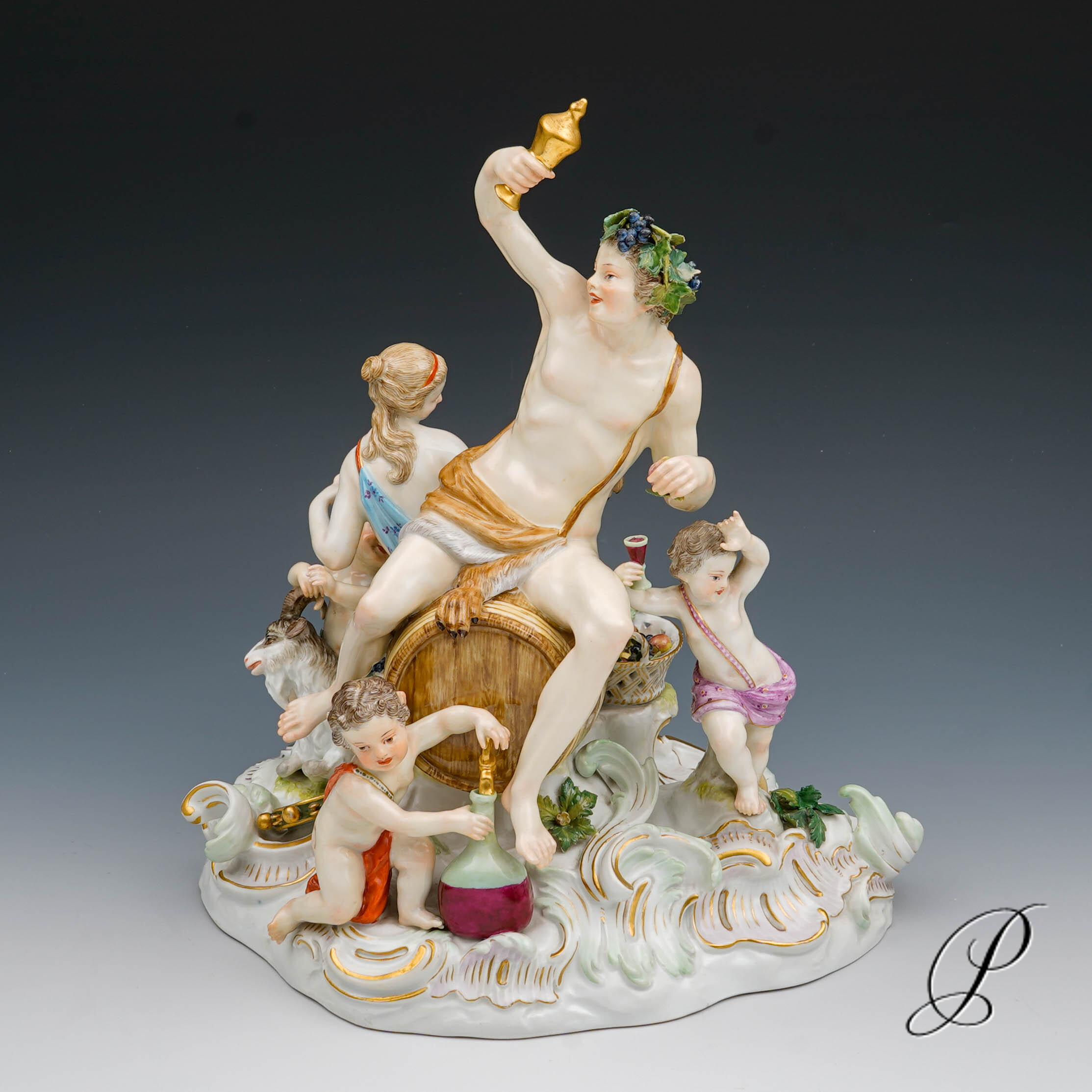 große Figurengruppe Meissen Knaufzeit um 1860 Jhd. - Dionysos und Ariadne