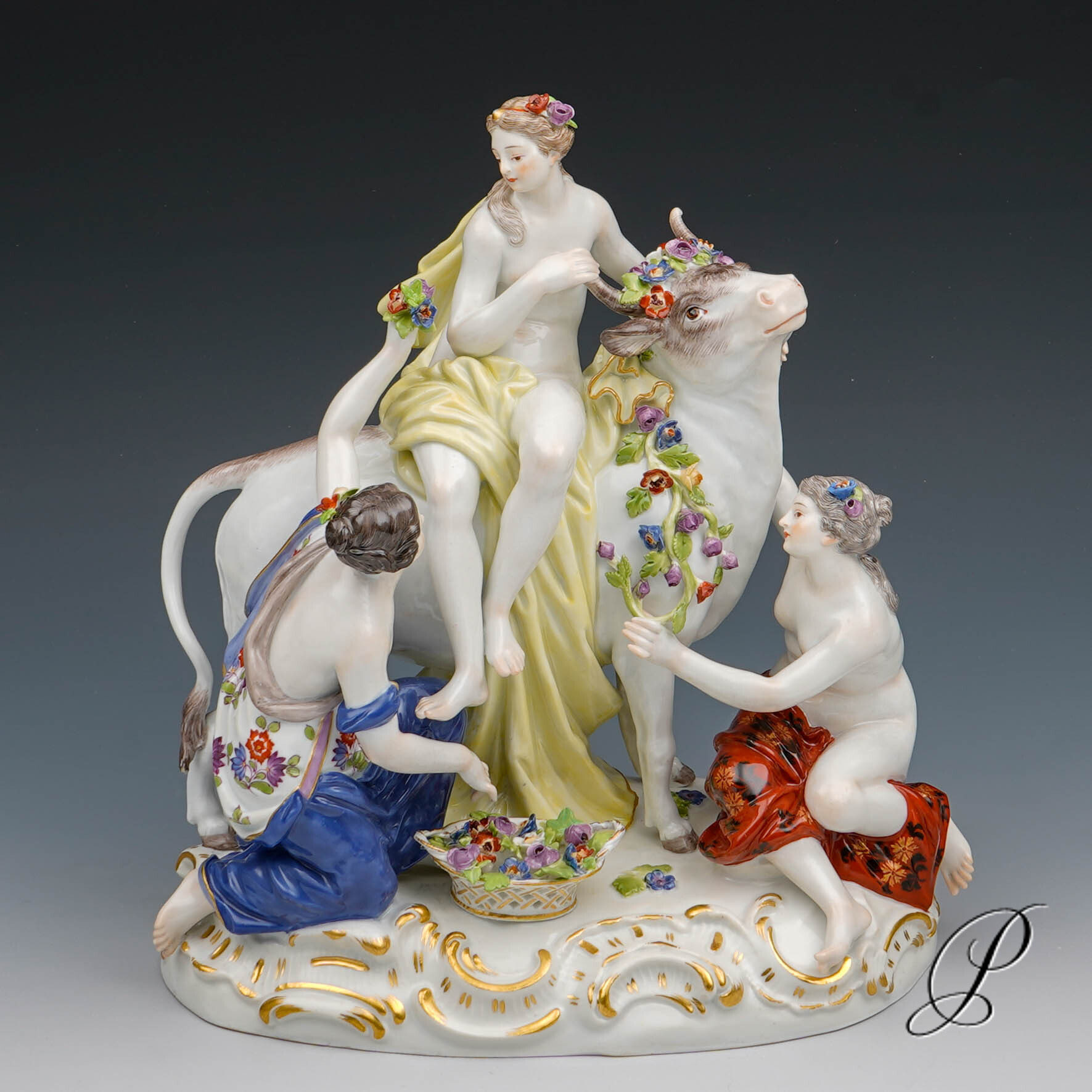 große Figurengruppe Meissen Knaufzeit um 1900 Jhd.  "Europa auf dem Stier"