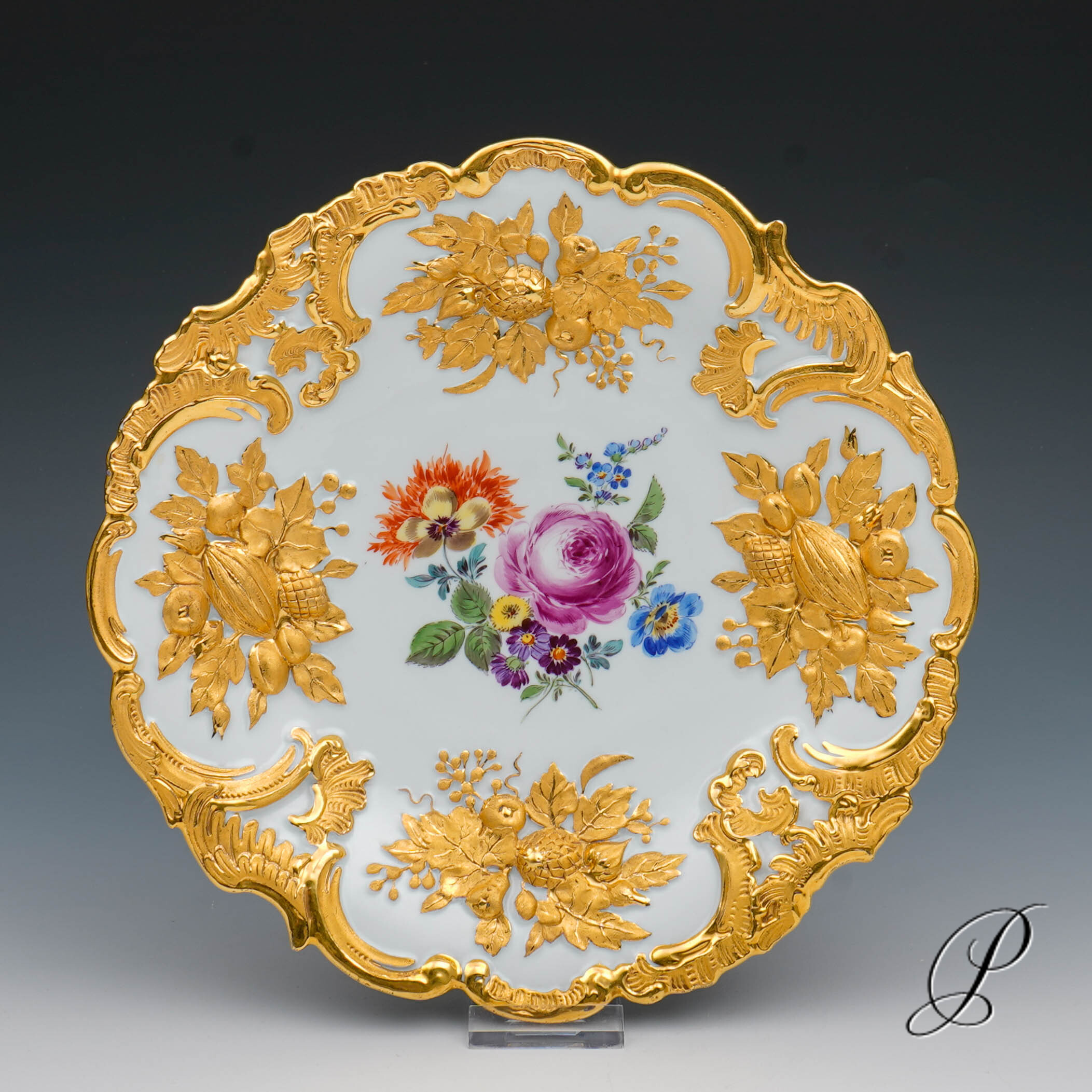Prunkteller Meissen 1.Wahl mit Blumenbukett