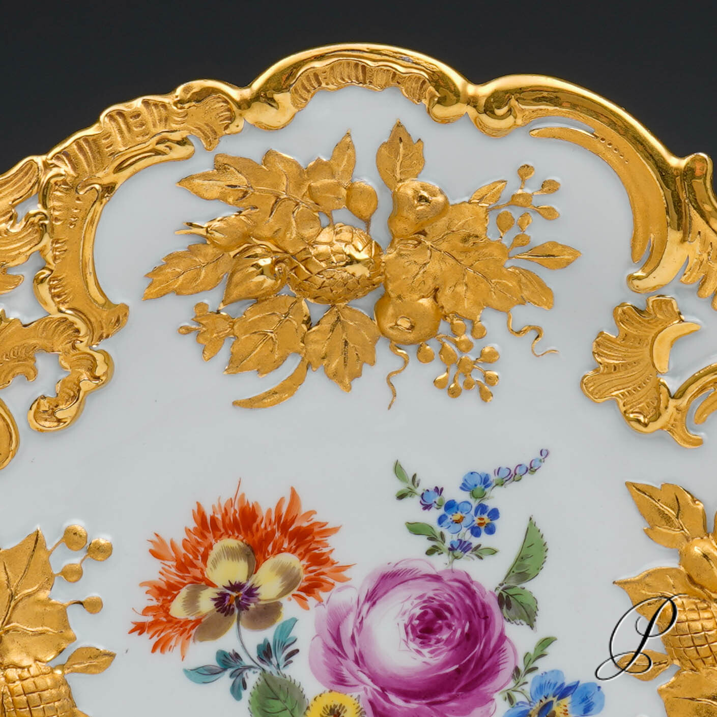 Prunkteller Meissen 1.Wahl mit Blumenbukett – Bild 5