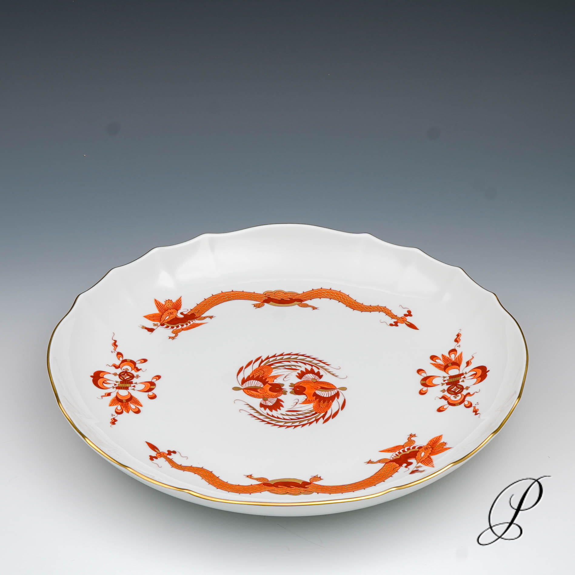 Kuchenschale Meissen 1.Wahl Reicher Drache Rot NP# 895,- EUR – Bild 2
