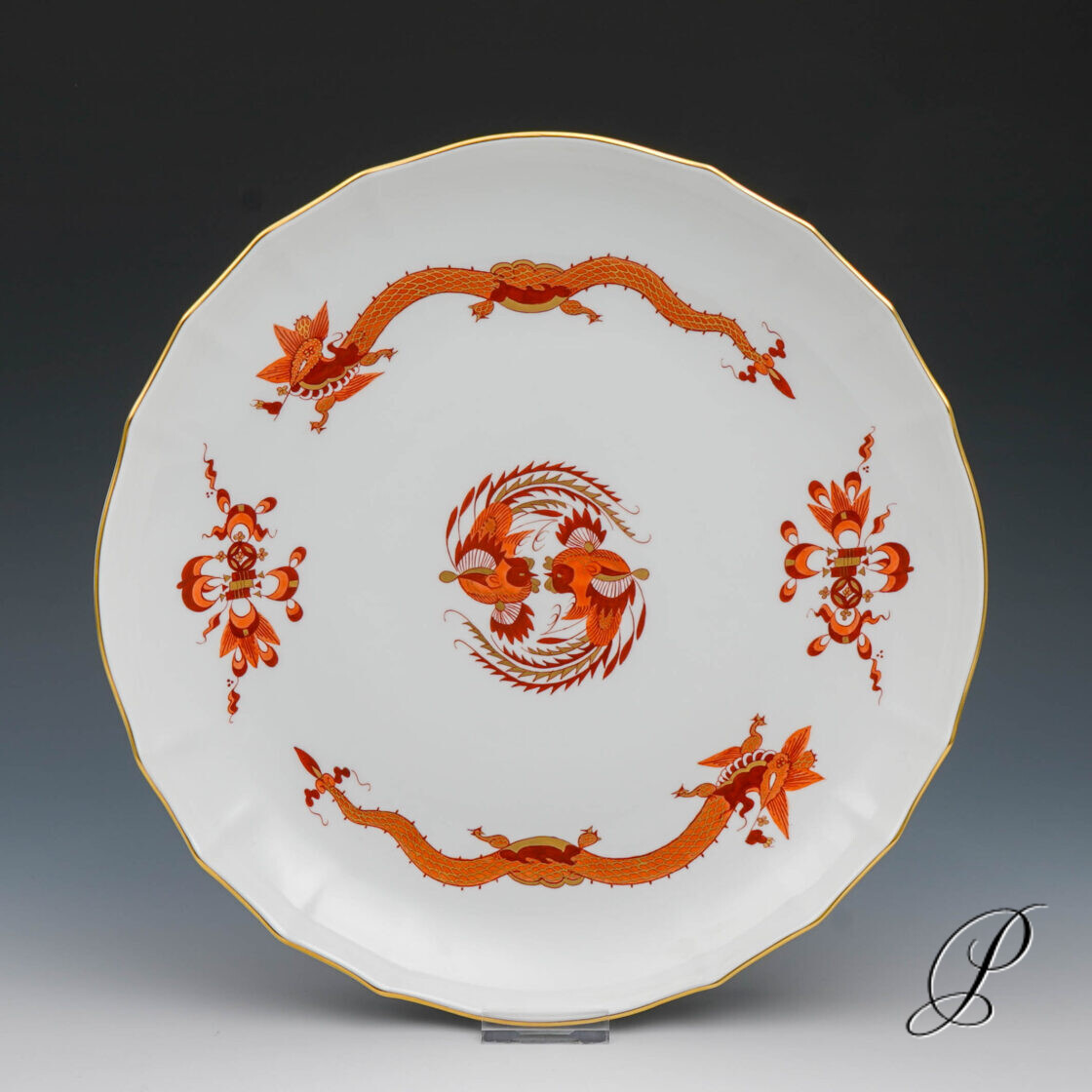 Kuchenschale Meissen 1.Wahl Reicher Drache Rot NP# 895,- EUR