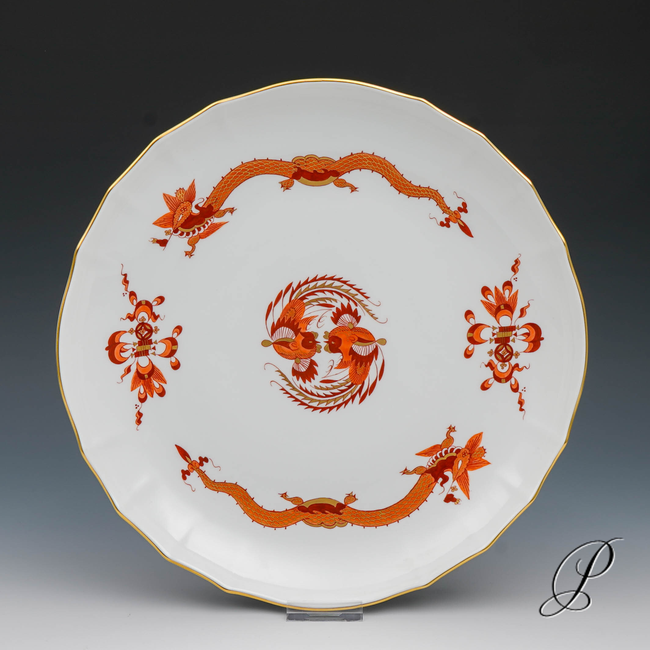 Kuchenschale Meissen 1.Wahl Reicher Drache Rot NP# 895,- EUR