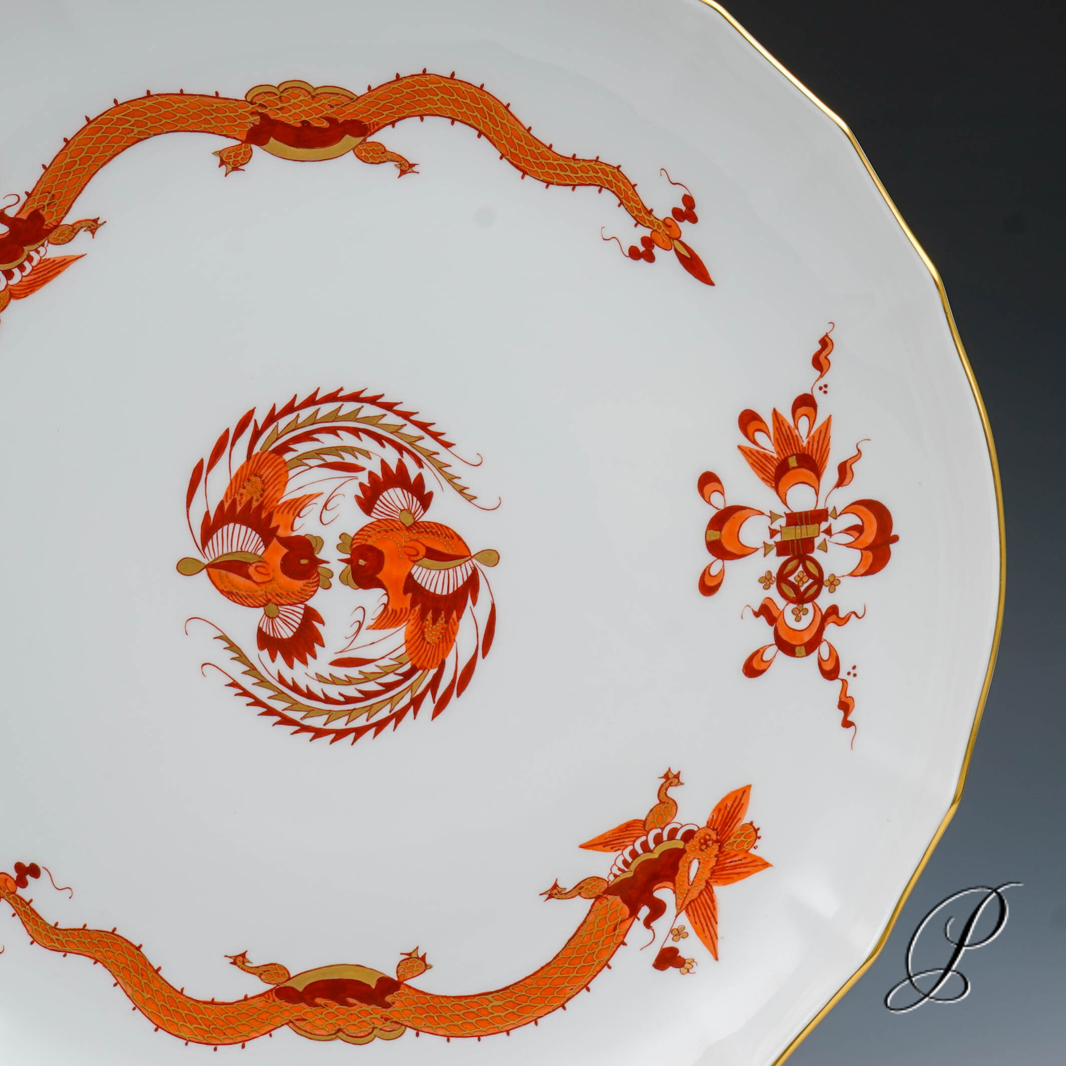 Kuchenschale Meissen 1.Wahl Reicher Drache Rot NP# 895,- EUR – Bild 3