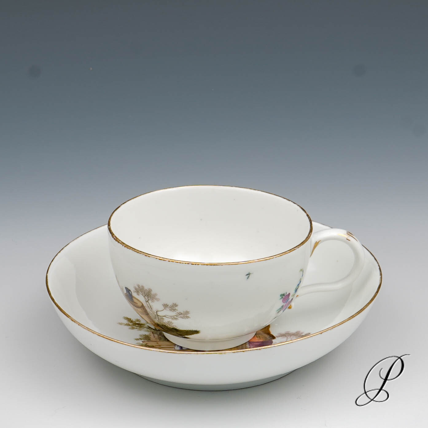 Antiquität aus Meissen 1774-1815 Sammelgedeck mit Figurenmalerei – Bild 2